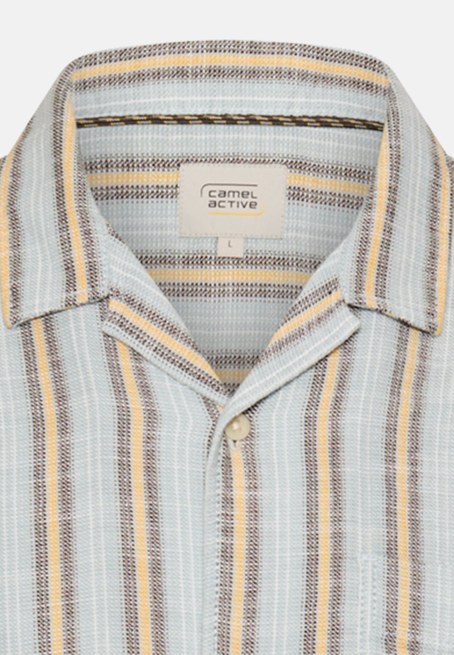 Herren Baumwollhemd mit Brusttasche Wasserblau vorne nah