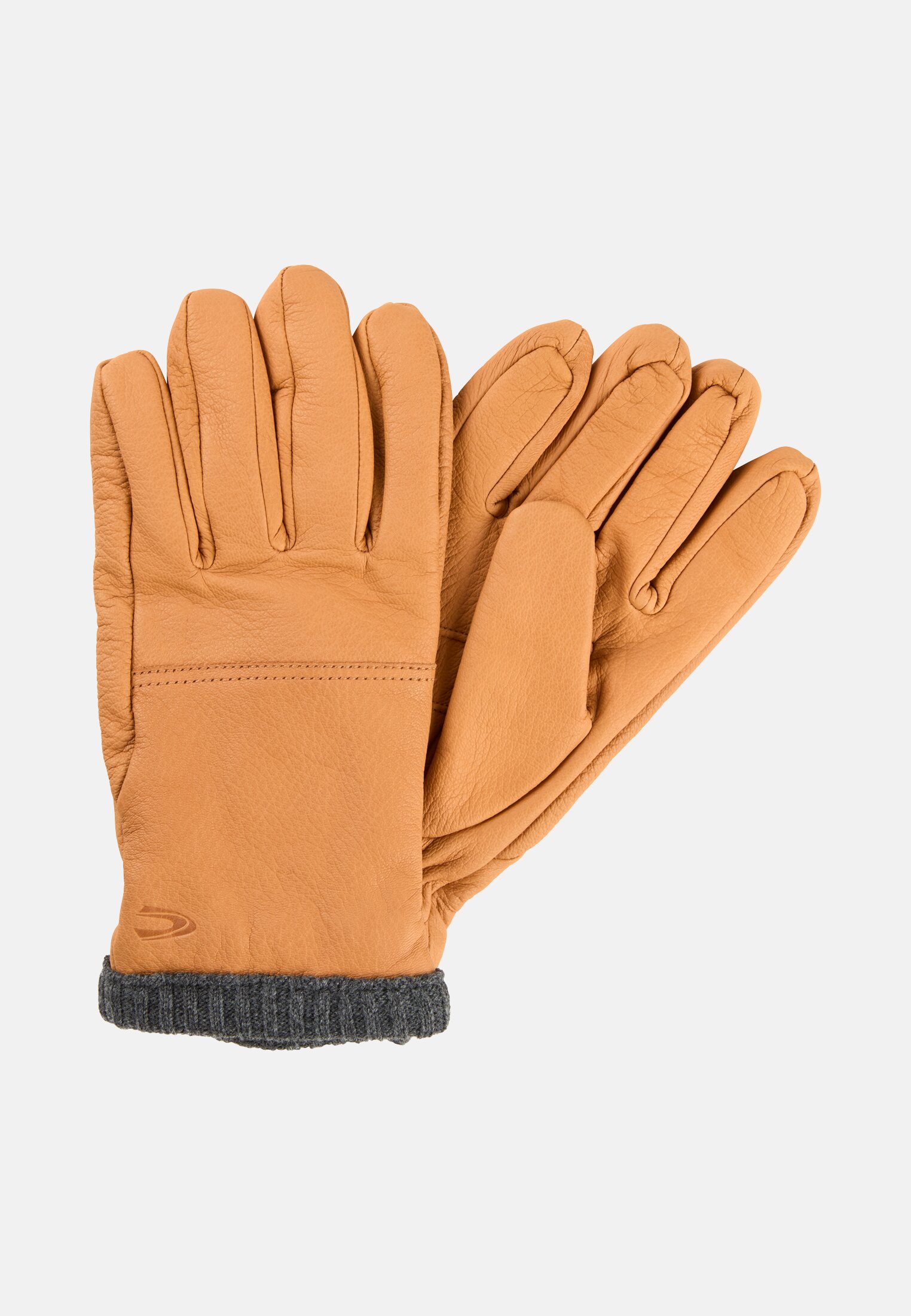 Herren Lederhandschuhe mit elastischen Bündchen und wärmendem Futter Braun frontal vorn