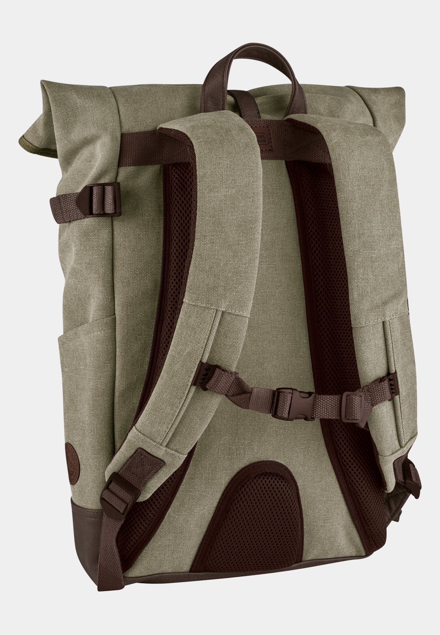 MI_010332-0000-35_2G-00 Men AIR Rolltop Backpack made of canvas Khaki frontal back