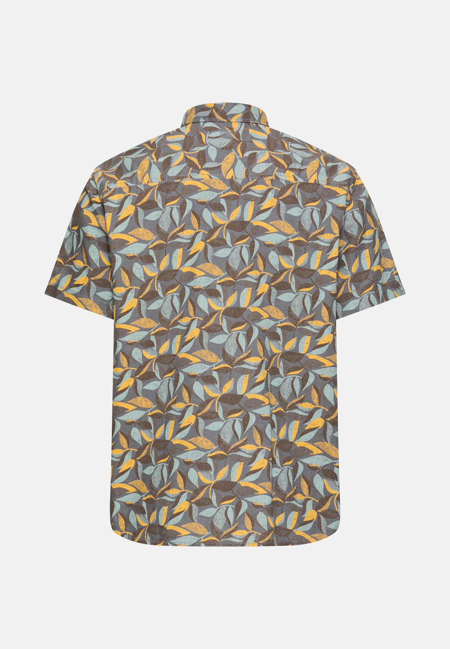 Men Short-sleeved shirt made of pure cotton Sun Yellow frontal back