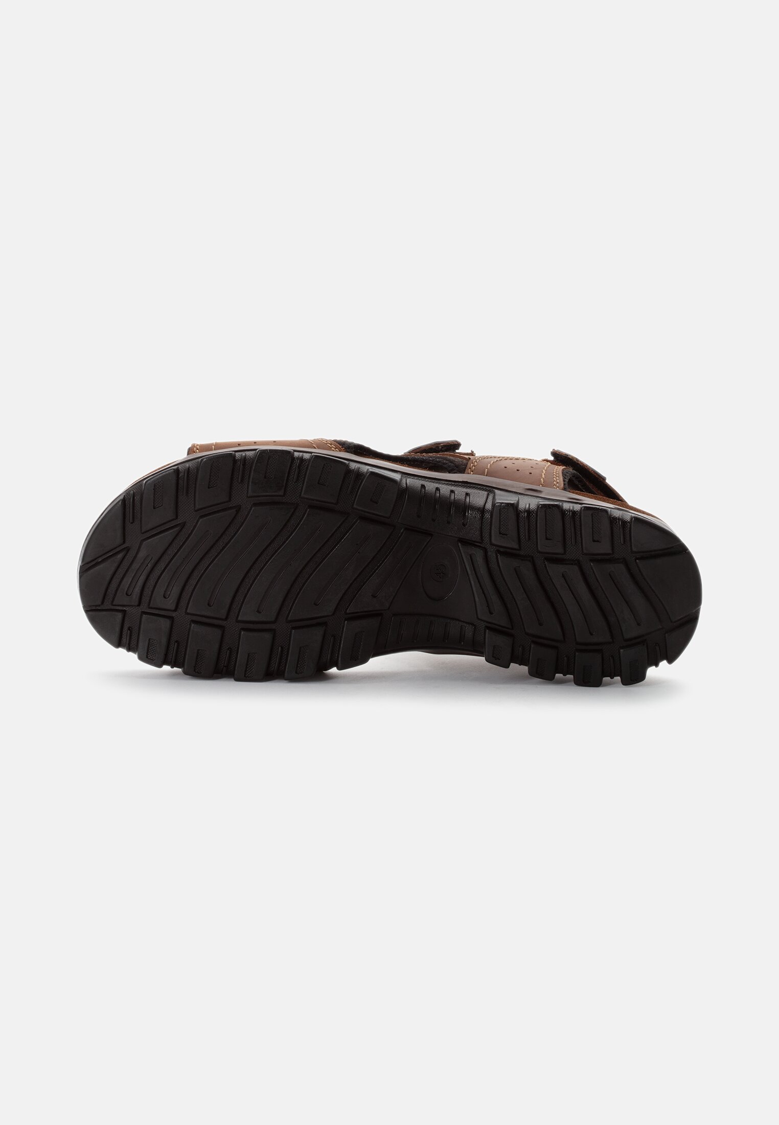 MI_56TWA01-0180-470_4G-00 Heren Sandalen van geperforeerd leer Licht bruin achter dichtbij