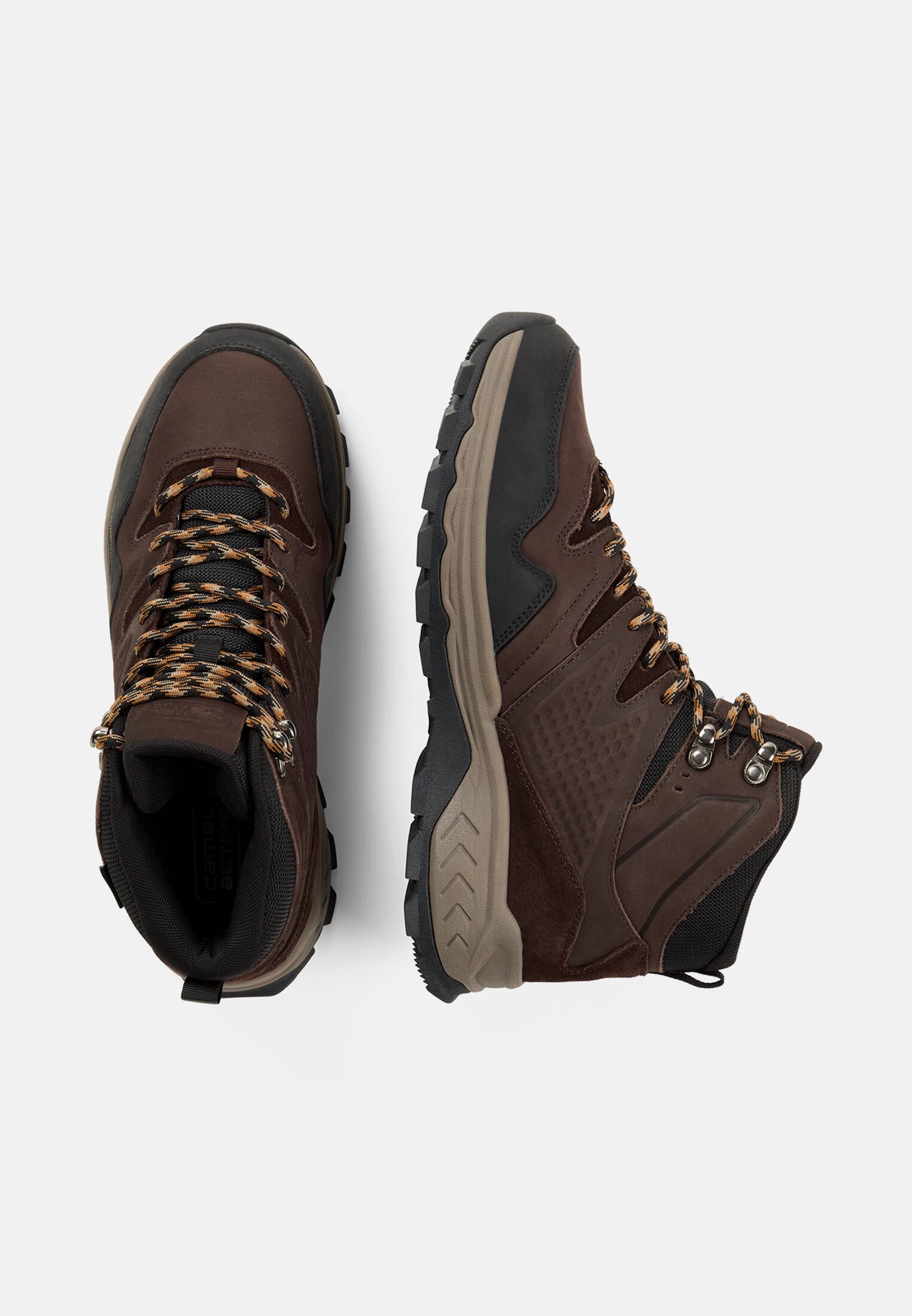 Herren Wanderschuh mit robuster Profilsohle Braun frontal oben