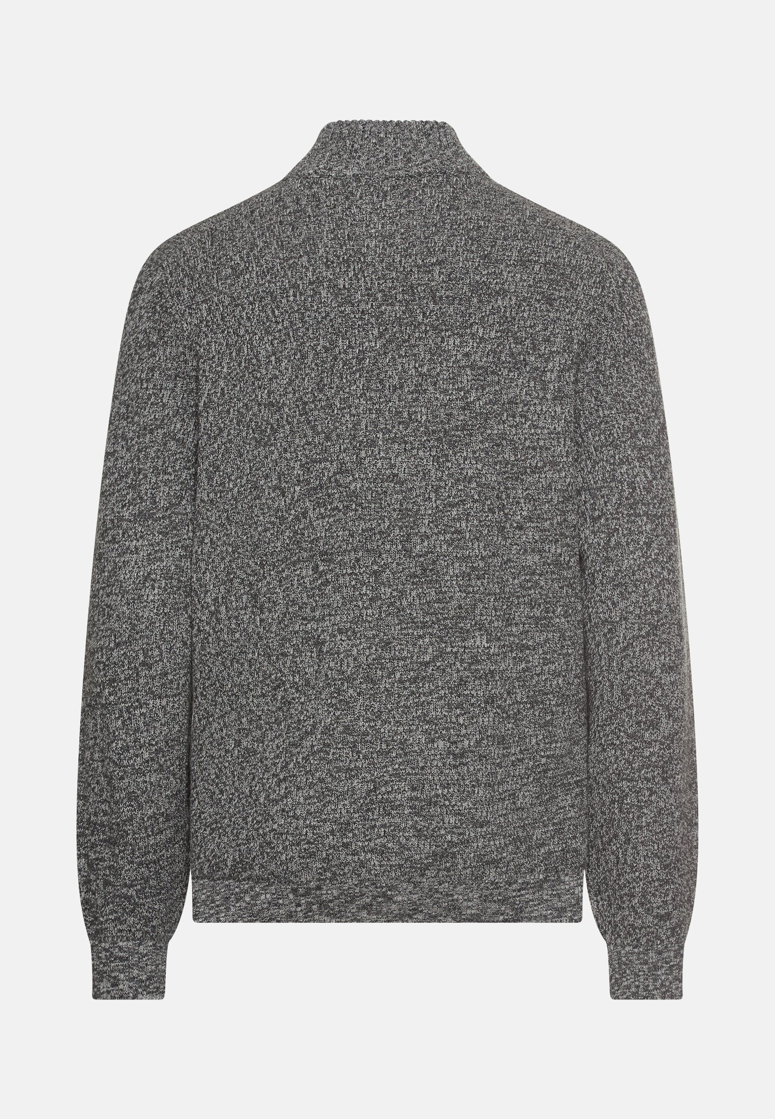 Men Knitted Troyer with marled texture Black frontal back