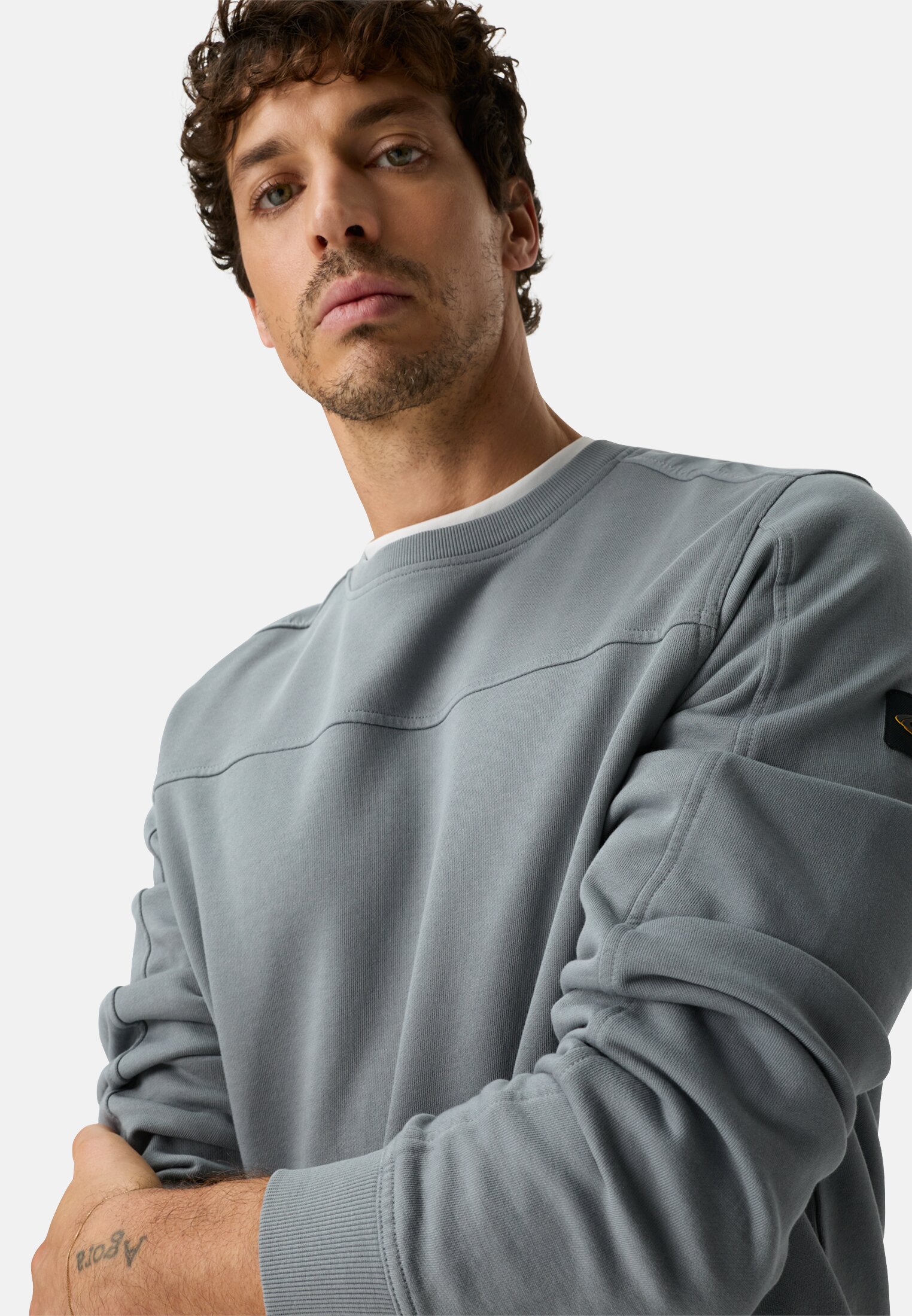 Heren Trui met ronde halslijn Blauw gedragen emotional 