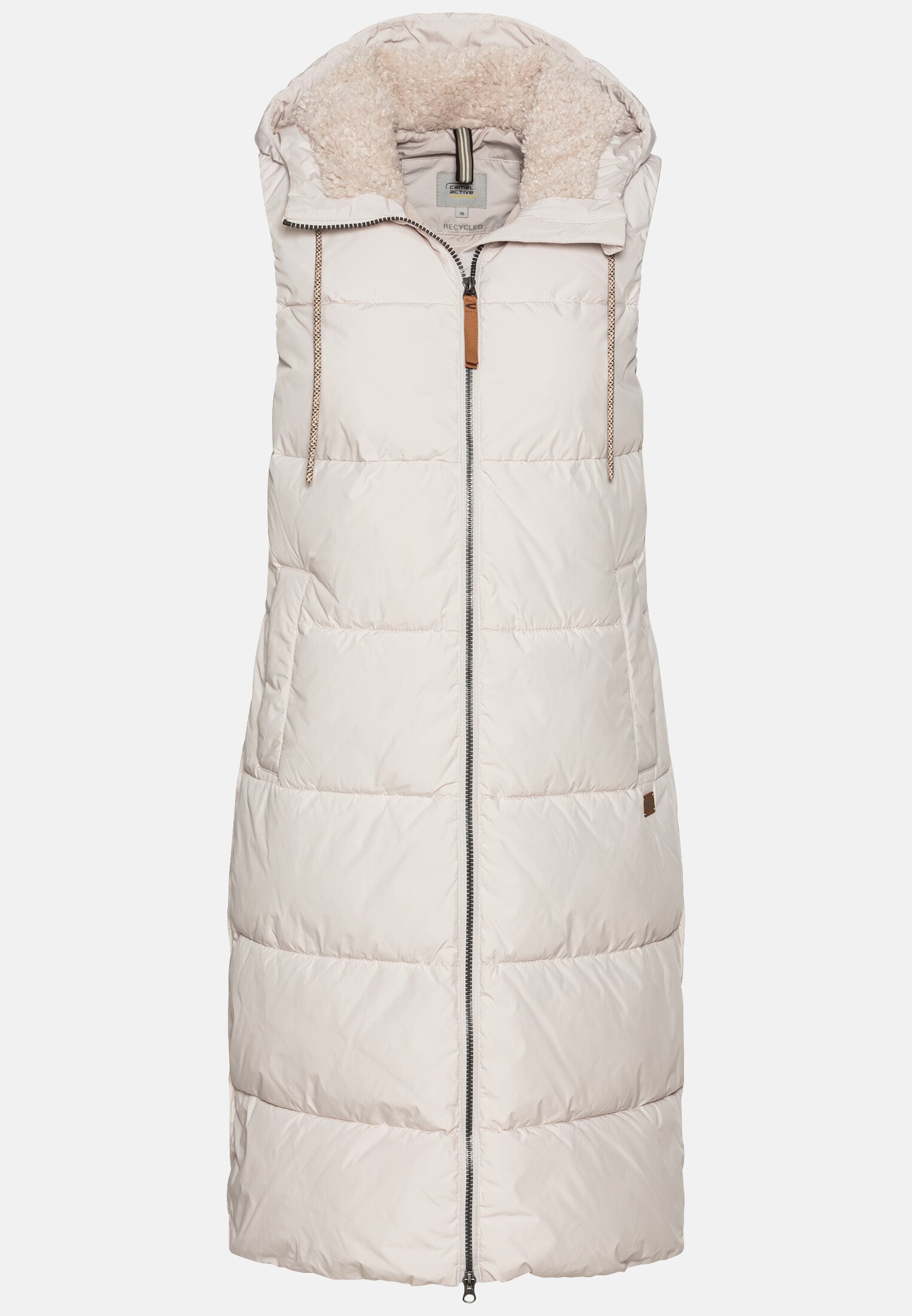 Damen Lange Pufferweste mit Kapuze Pearl frontal vorn