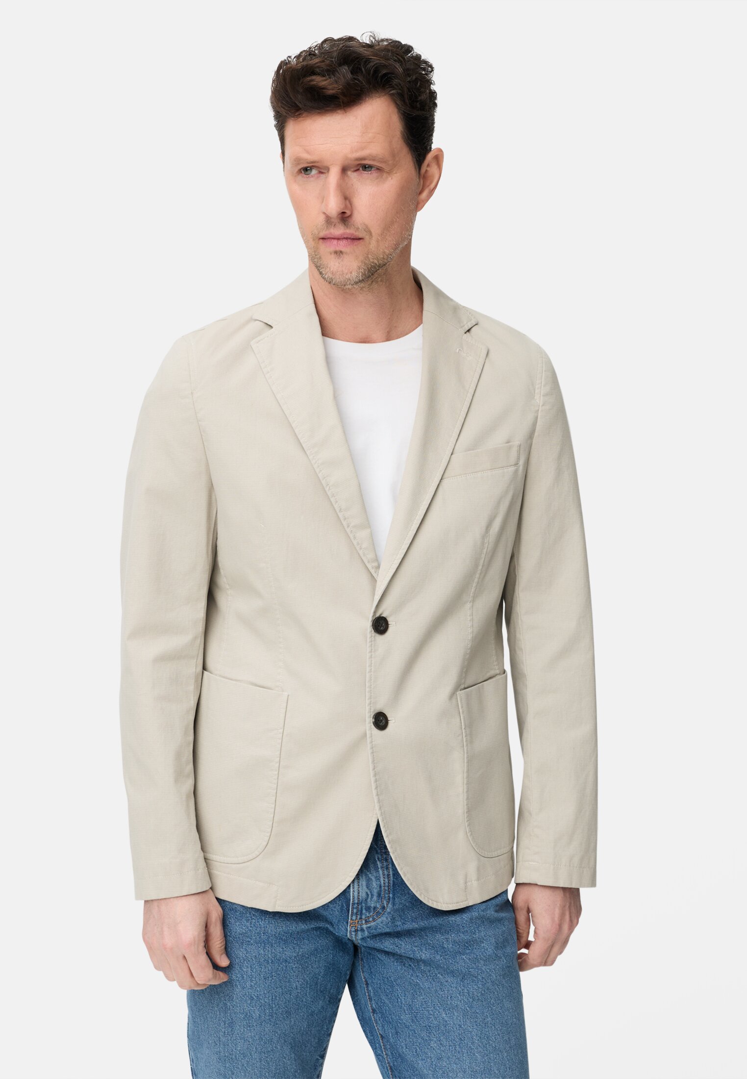 Heren Elastisch colbert met veiligheidszak Beige gedragen voor