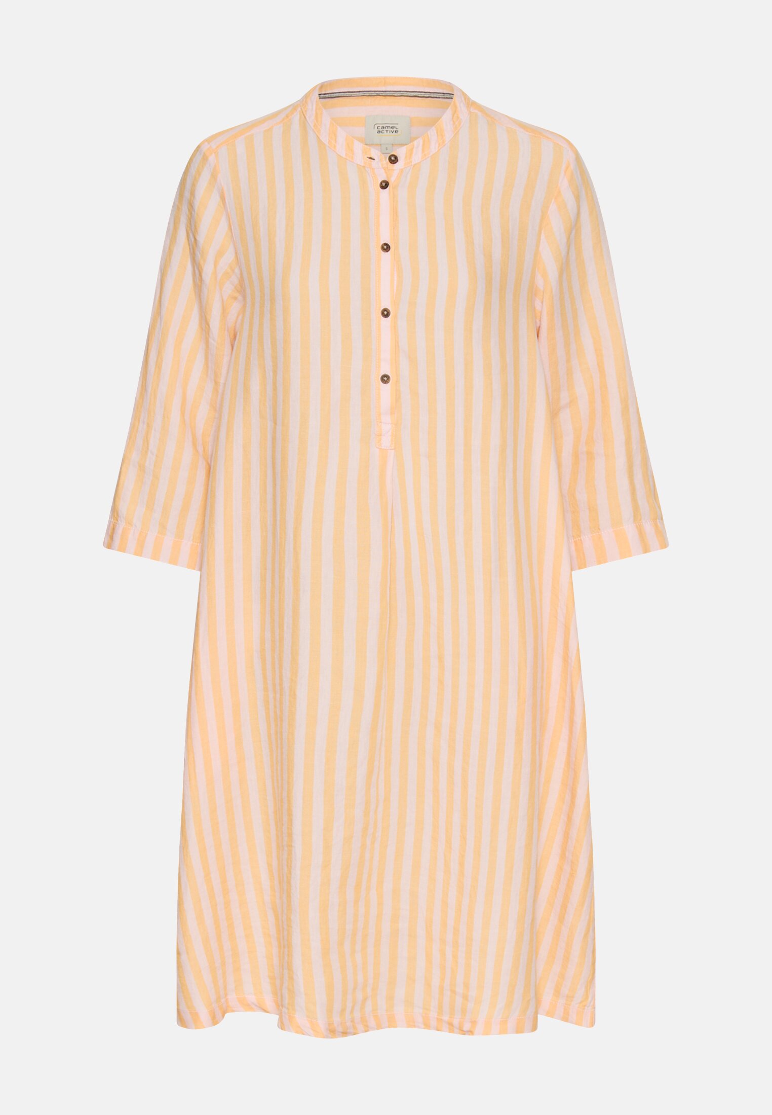Damen Mittellanges Kleid mit Rückenfalte Orange frontal vorn