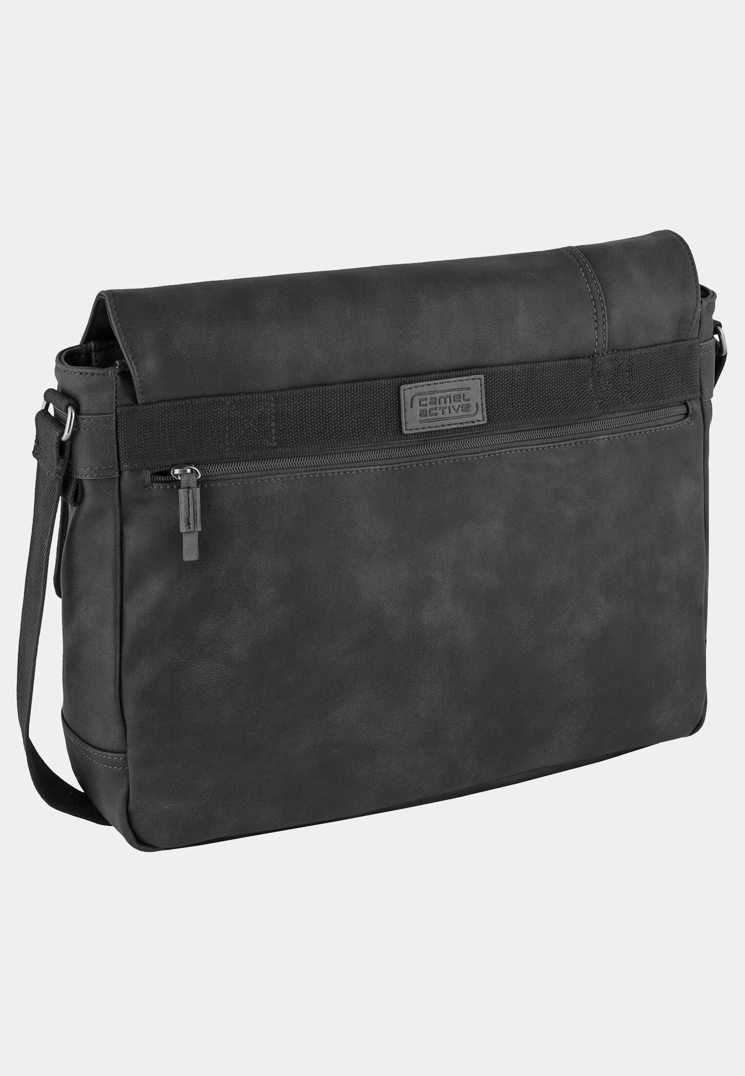Herren LAOS Messengerbag mit gepolstertem Laptopfach Schwarz frontal hinten