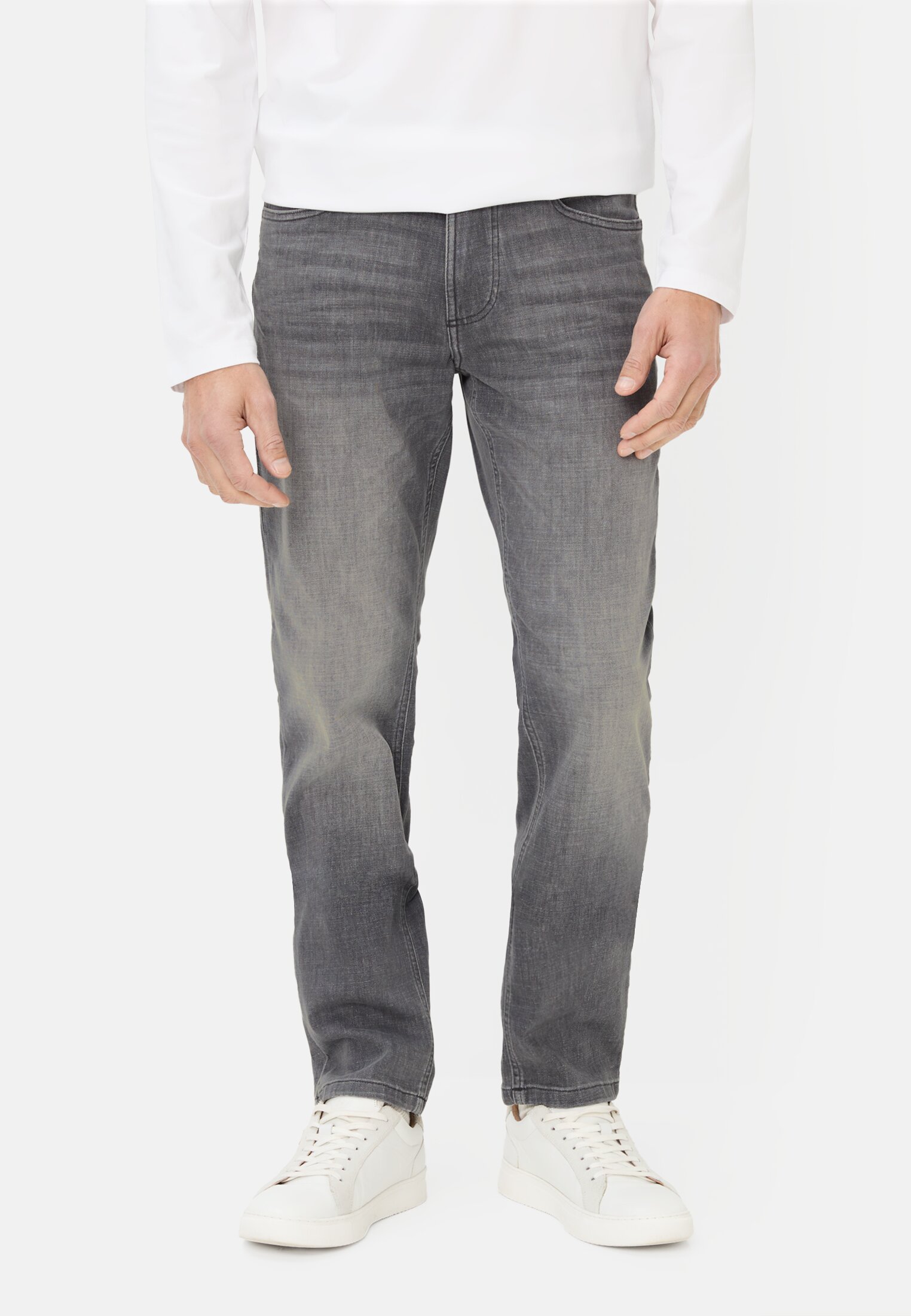 Men fleXXXactive® trousers with cooling performance Stone Gray worn front