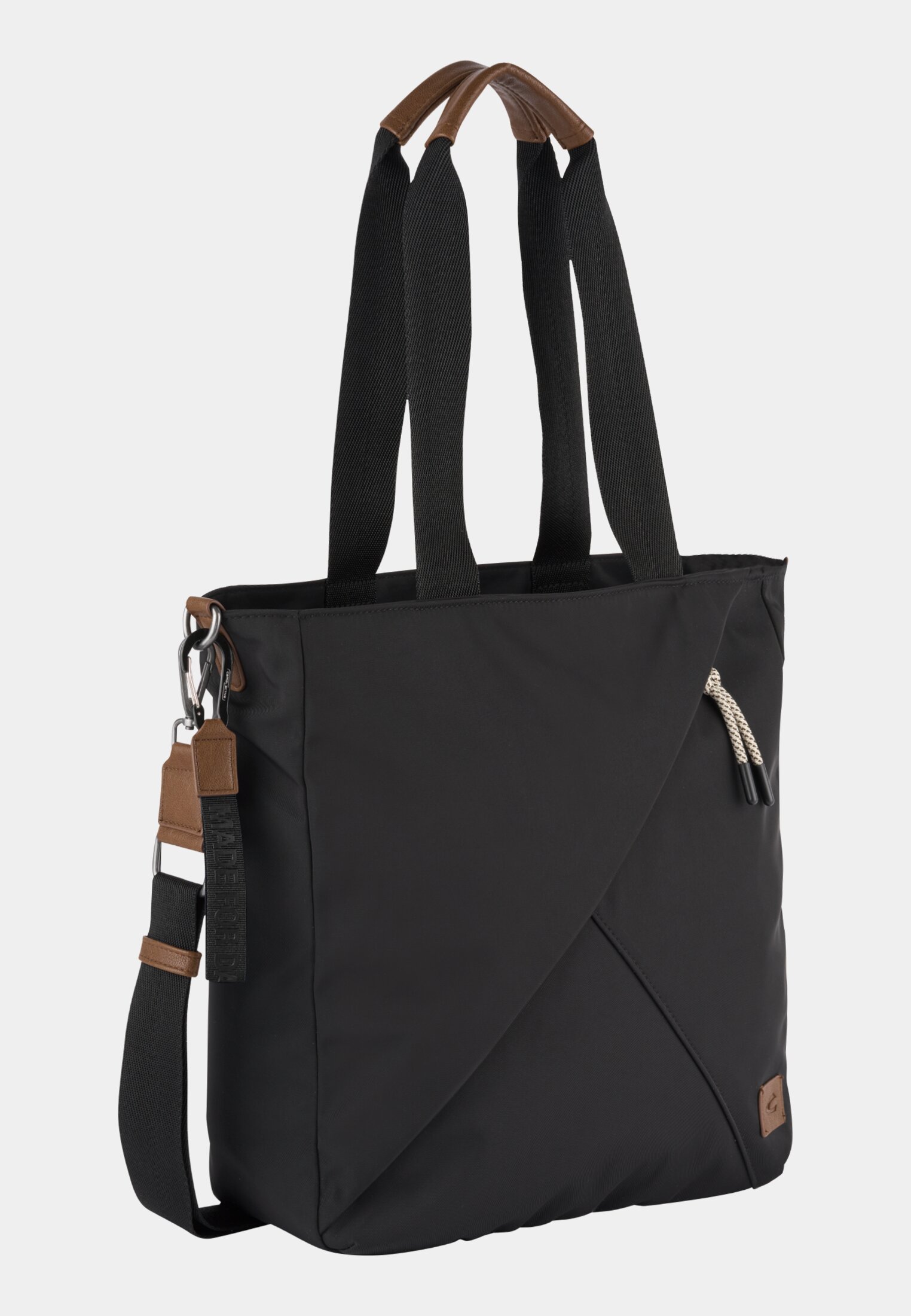 Damen AURUM Zip Tote Bag mit Reißverschlusstaschen Schwarz frontal vorn
