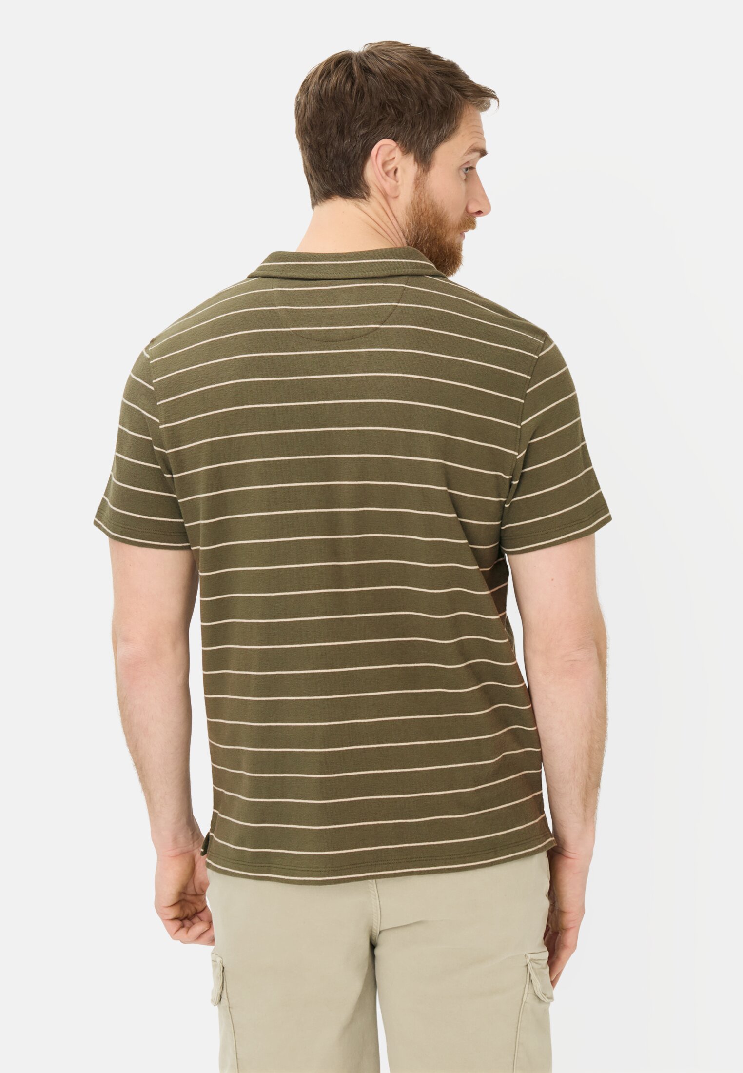 Men Polo shirt with contrasting details Olive Green worn back