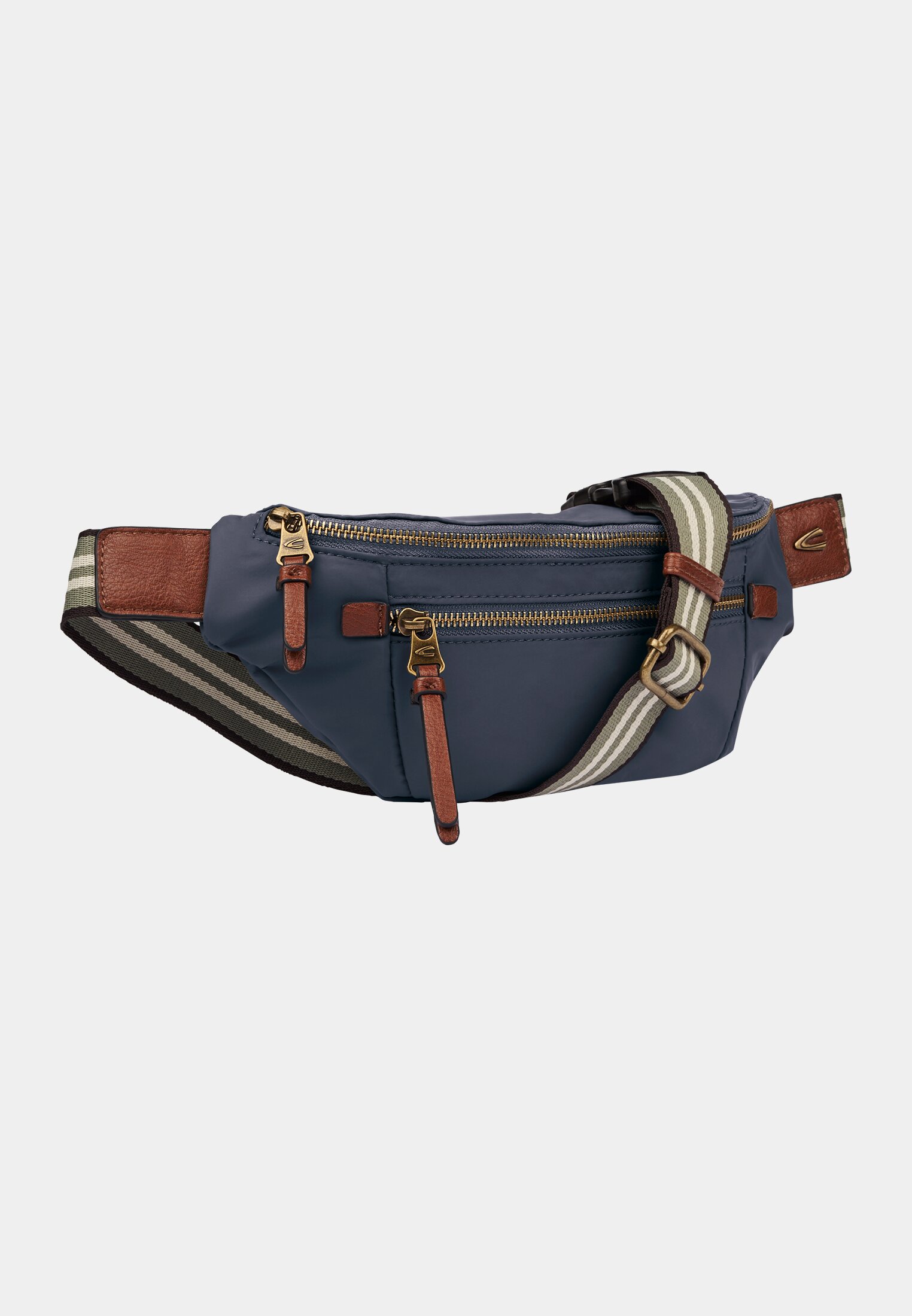 Women Belt bag made of nylon with zippers Dark Blue frontal front