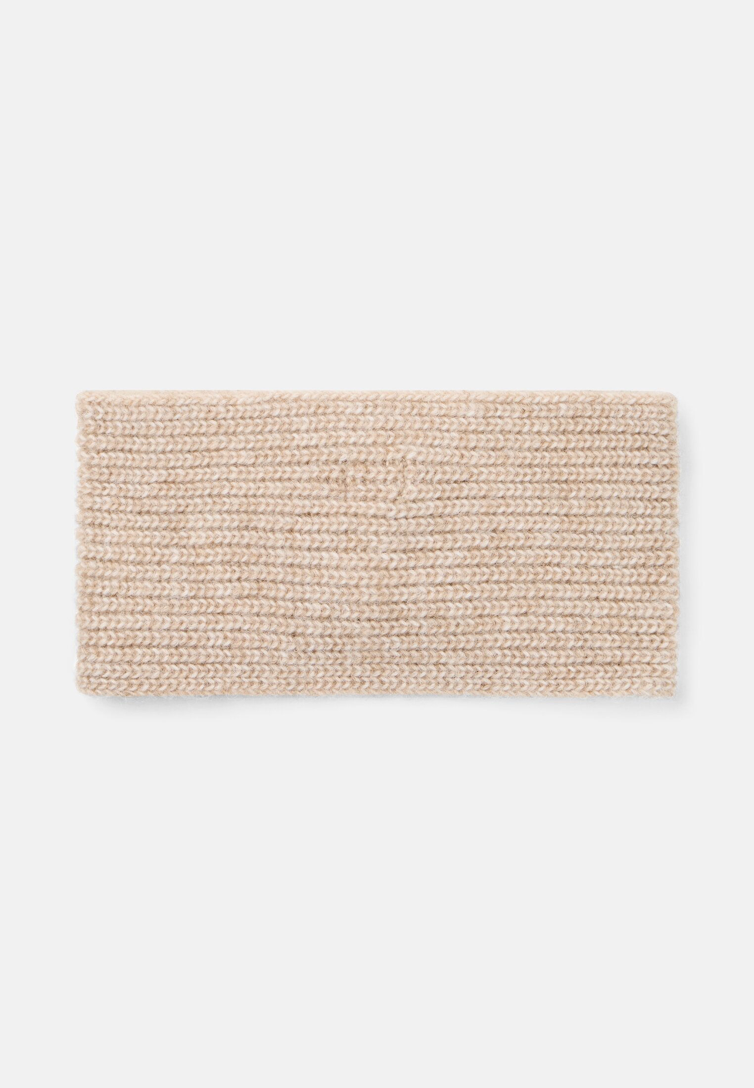 Vrouwen Rekbare hoofdband van wolmix Beige frontaal achter