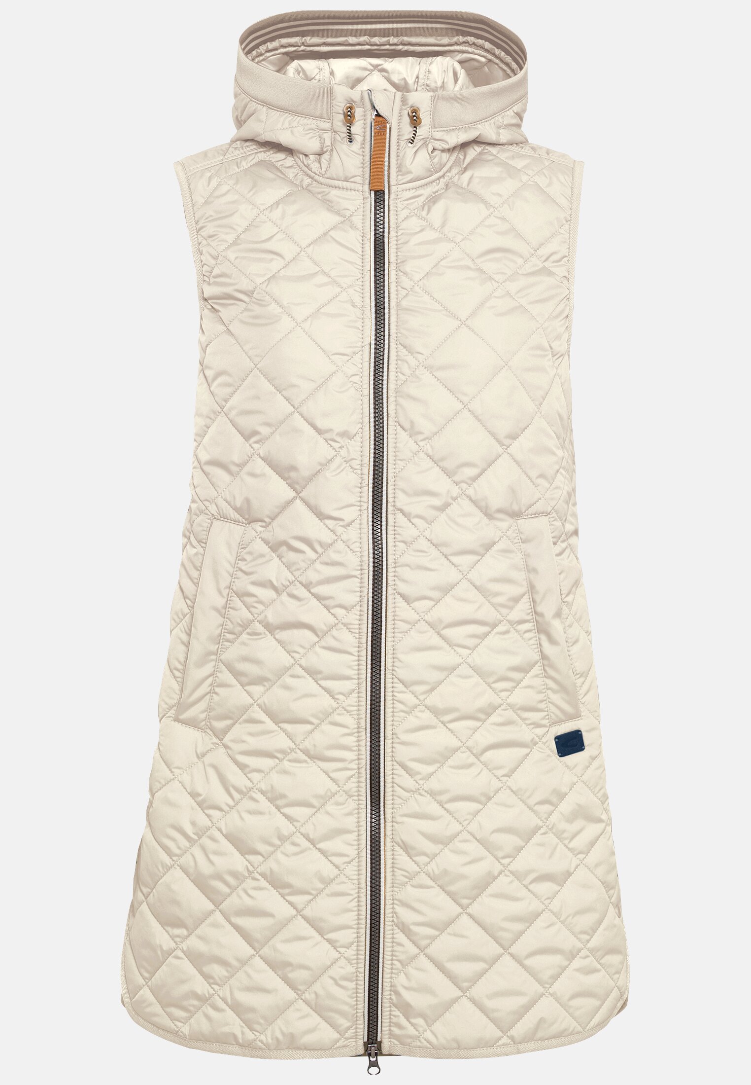 Women Long quilted vest made from recycled polyester Light Sage frontal front