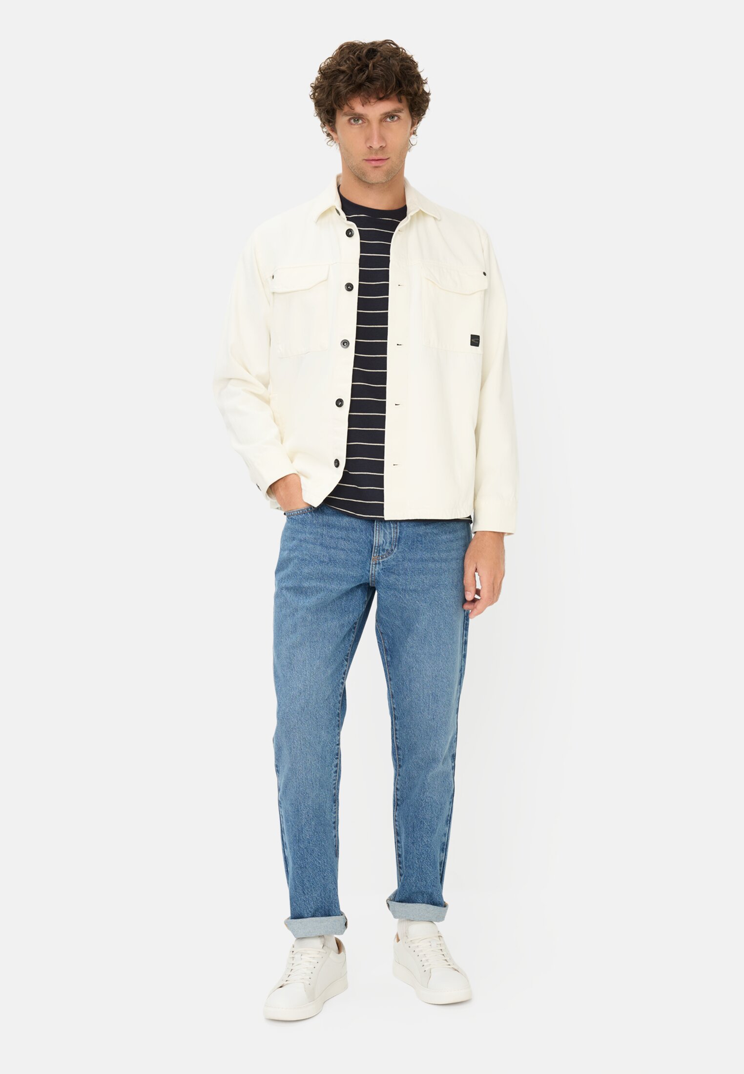 Heren T-shirt van puur katoen Donkerblauw gedragen voor lichaam compleet