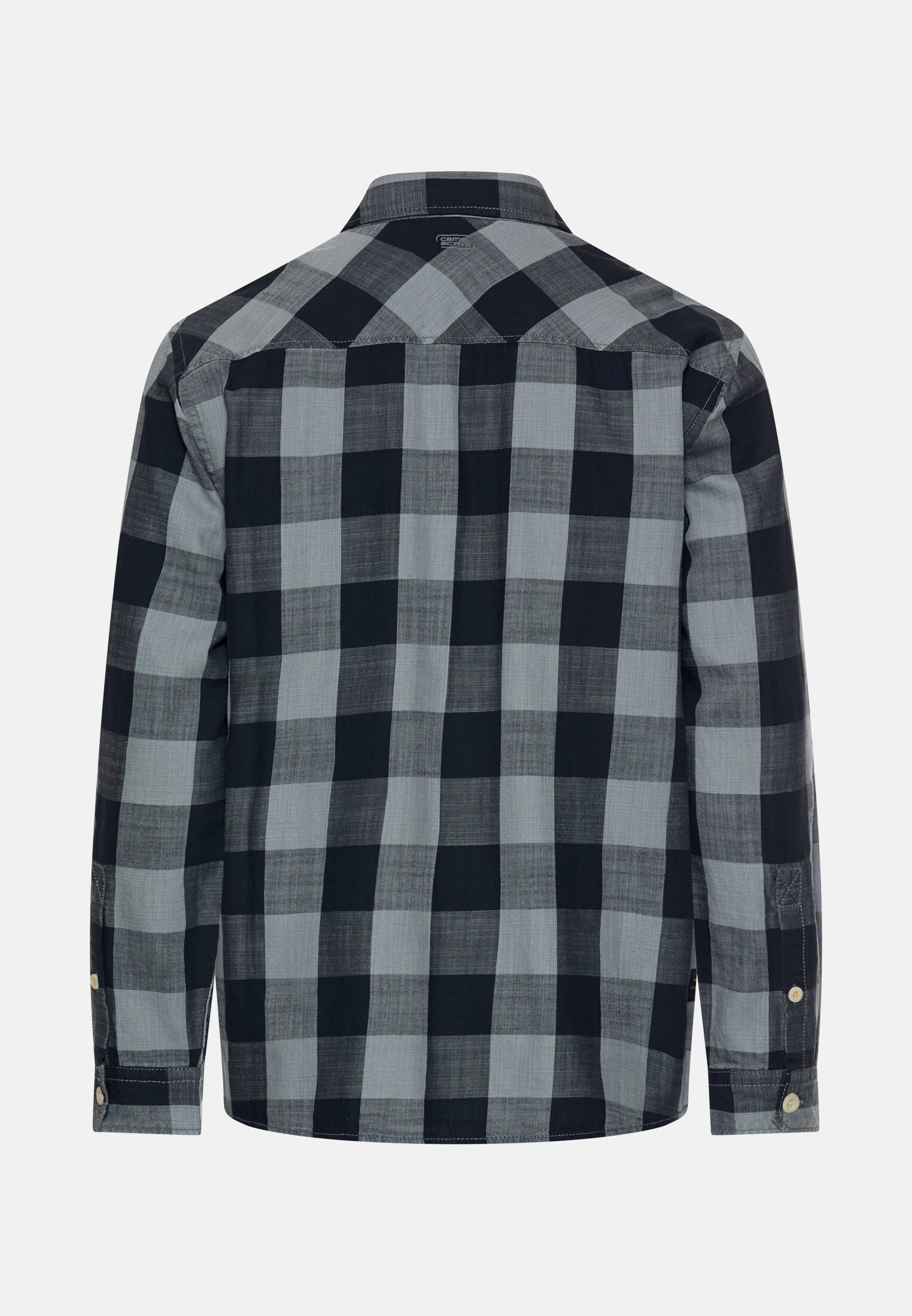 Heren Geruit overhemd van puur katoen Stormblauw frontaal achter