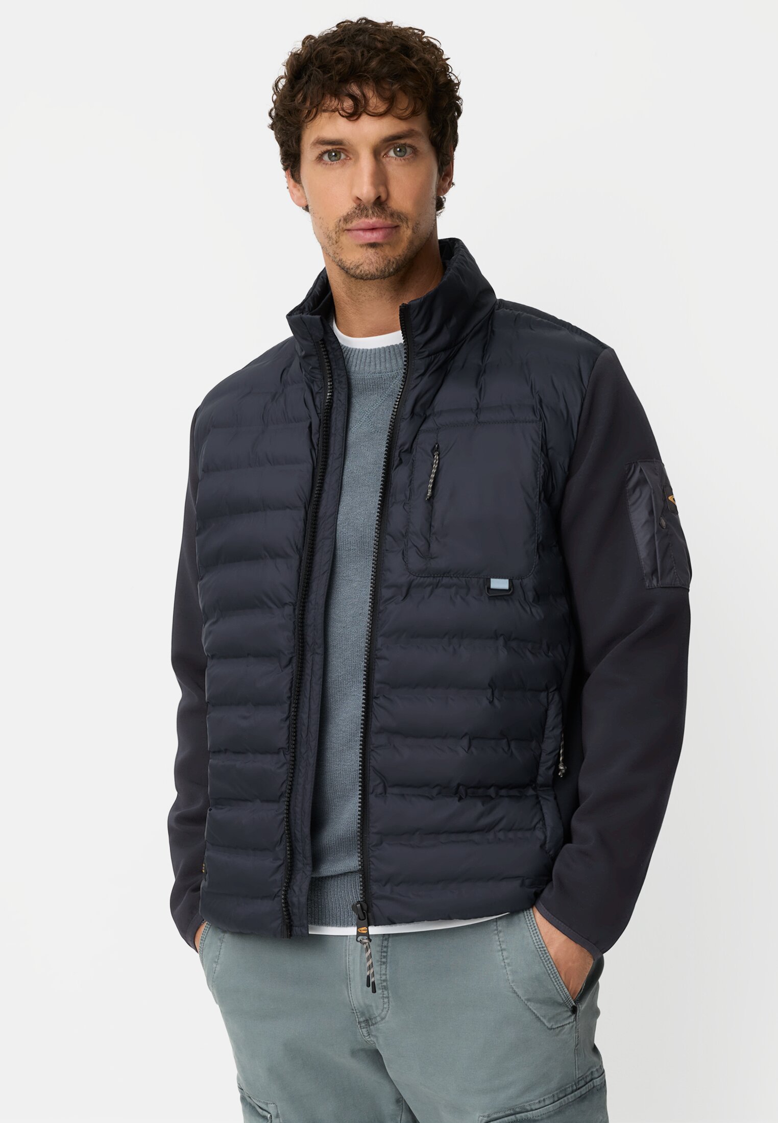 Heren Blouson met opstaande kraag Marineblauw gedragen voor