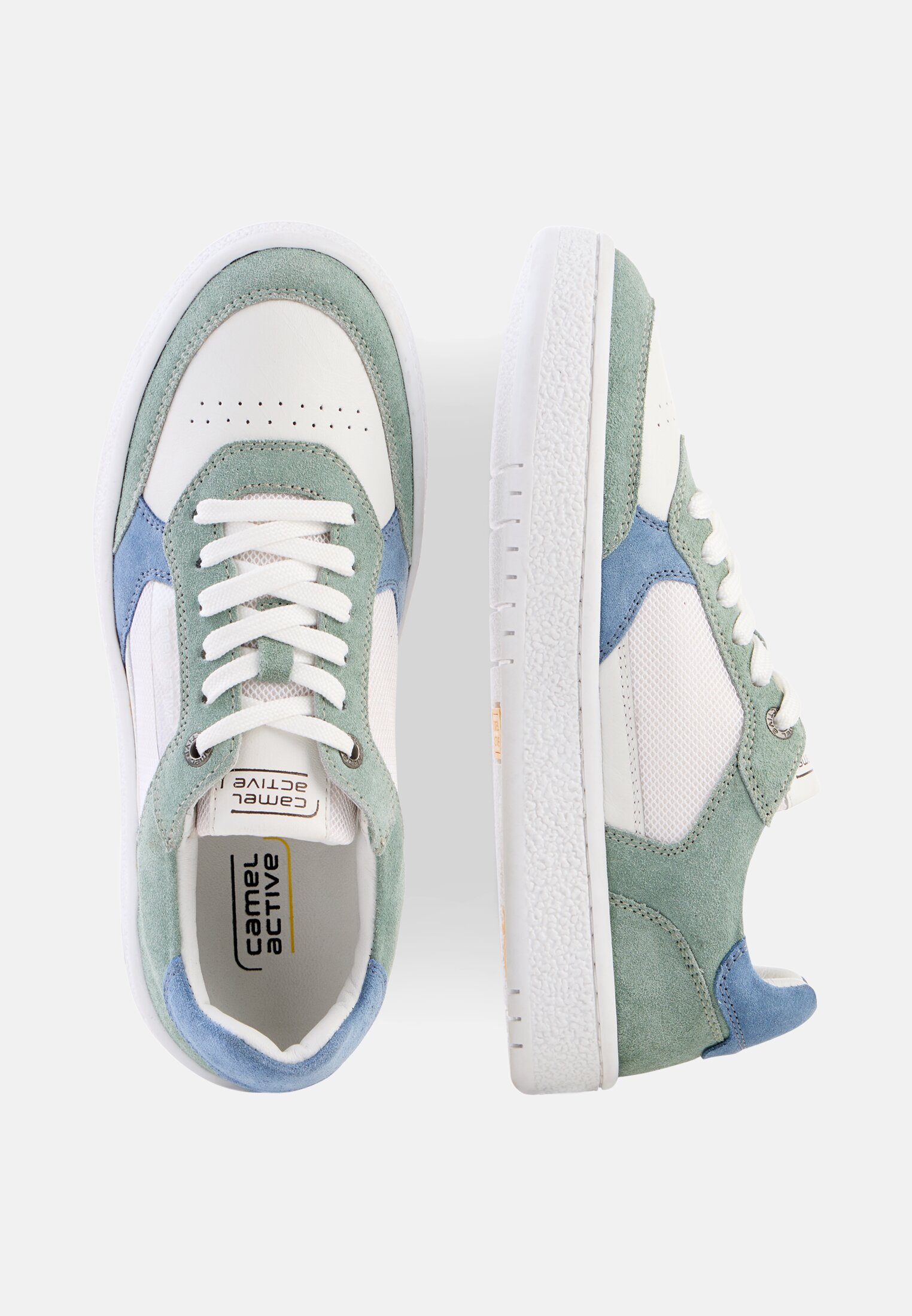 Damen Casual Sneaker aus Leder Mix Weiß frontal oben