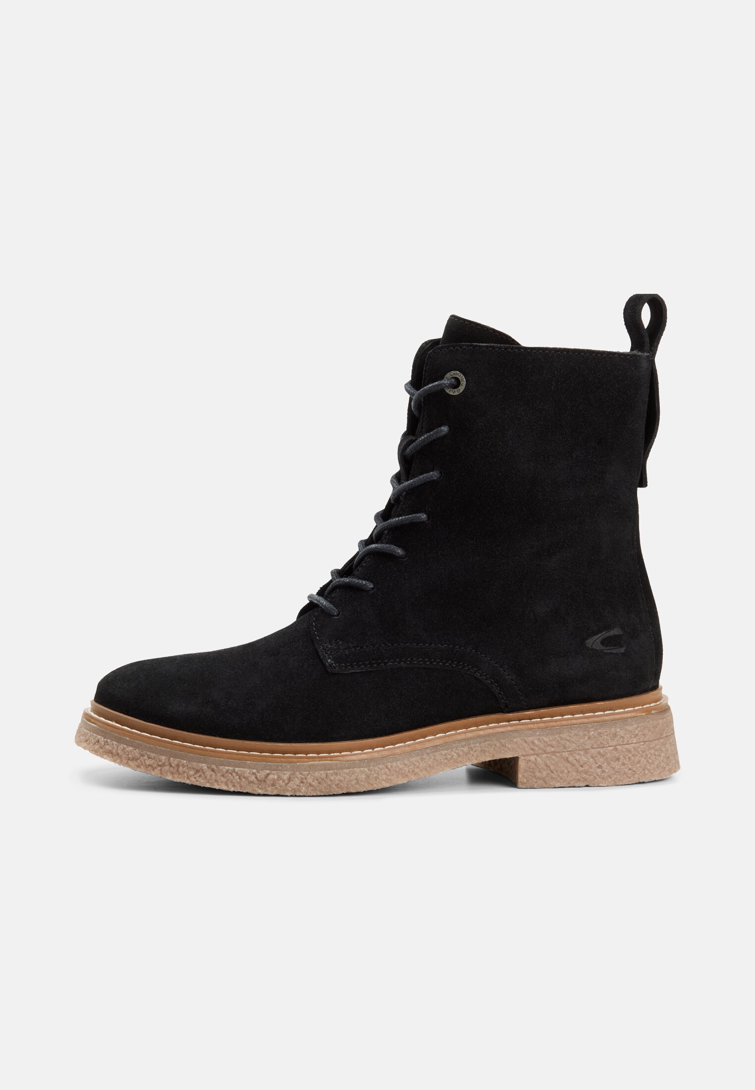 Damen Stiefelette aus echtem Leder Schwarz frontal vorn