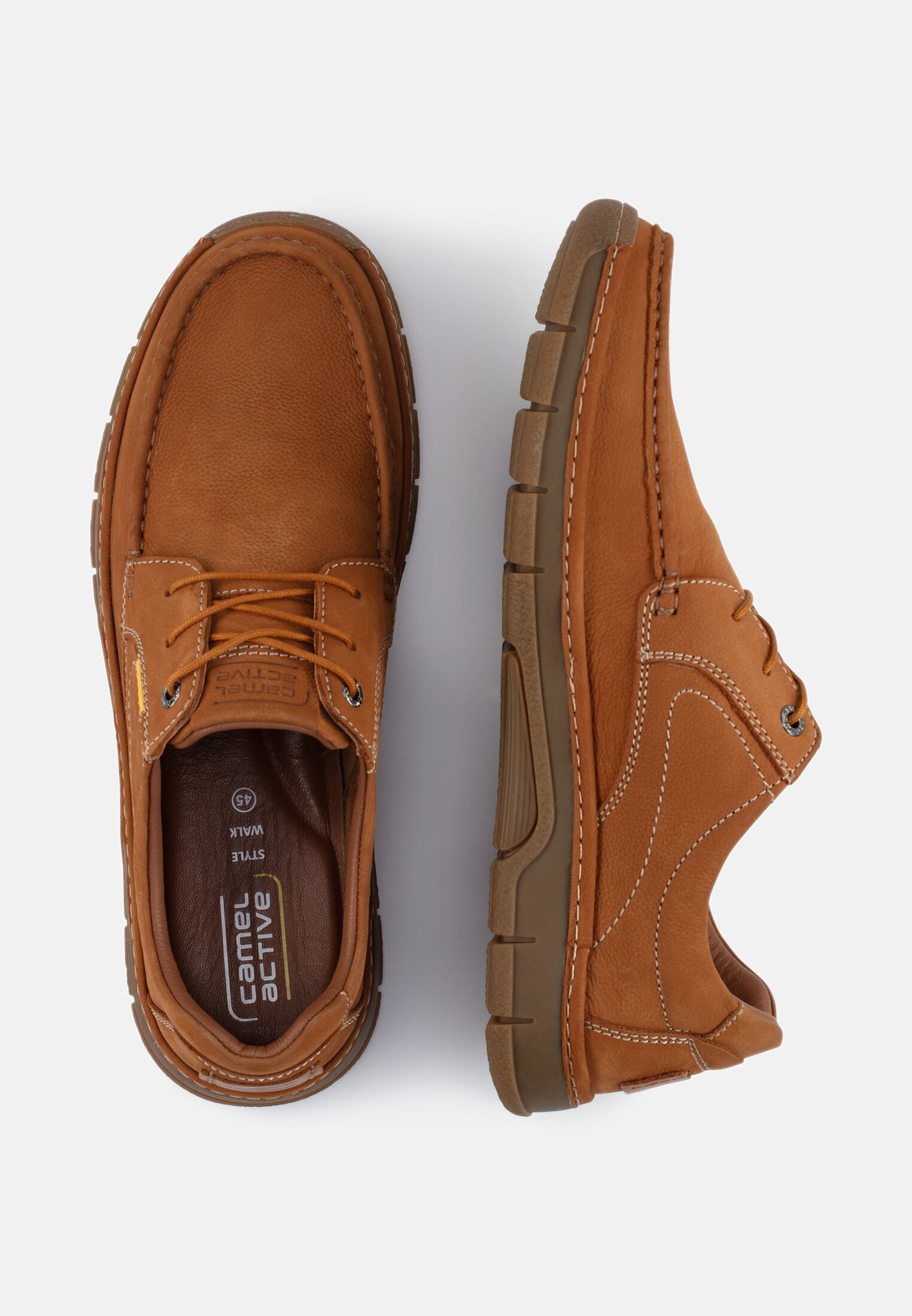 Men Boat shoes made of nubuck leather Brown frontal top