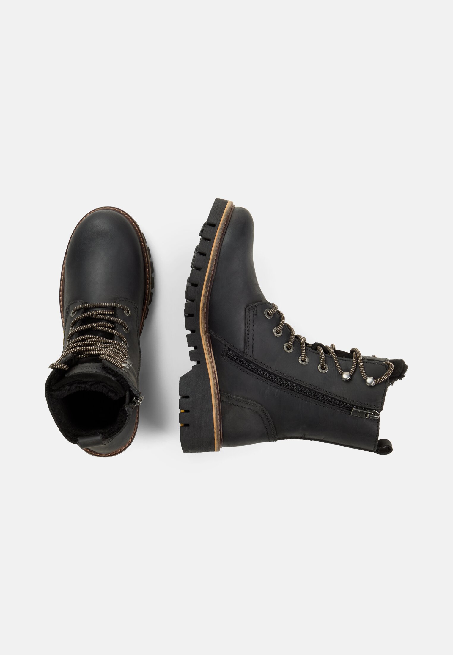 Damen Stiefelette aus echtem Leder Schwarz frontal oben