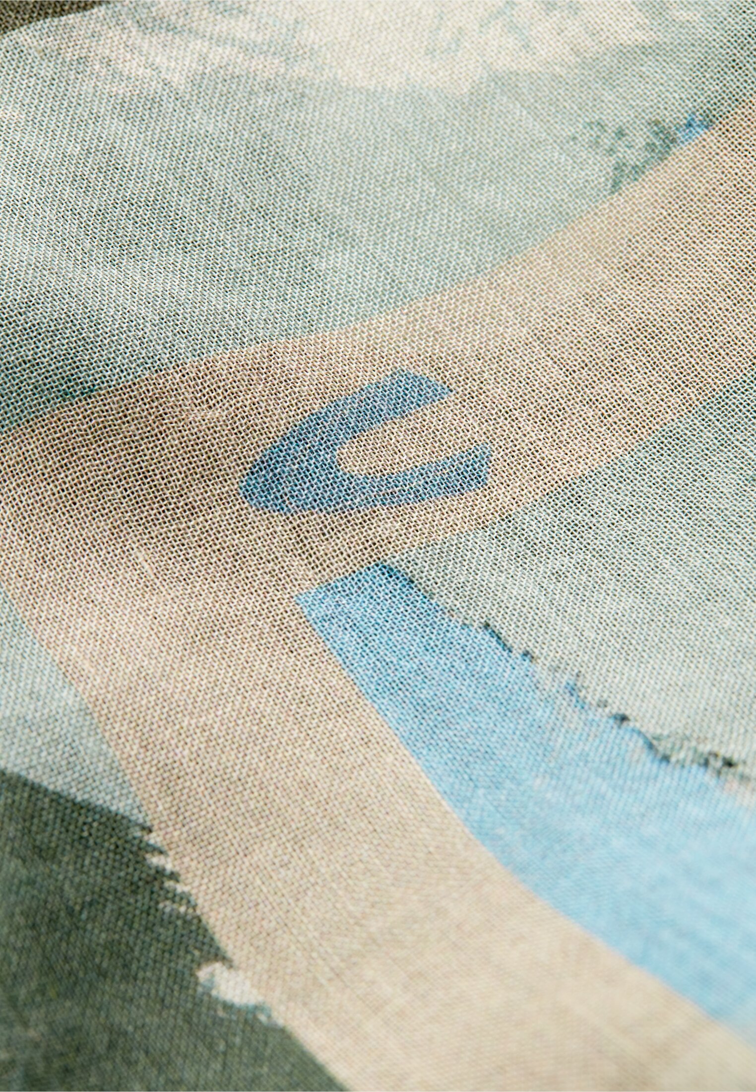 Women Scarf made of cotton with fringes Green-Blue close back