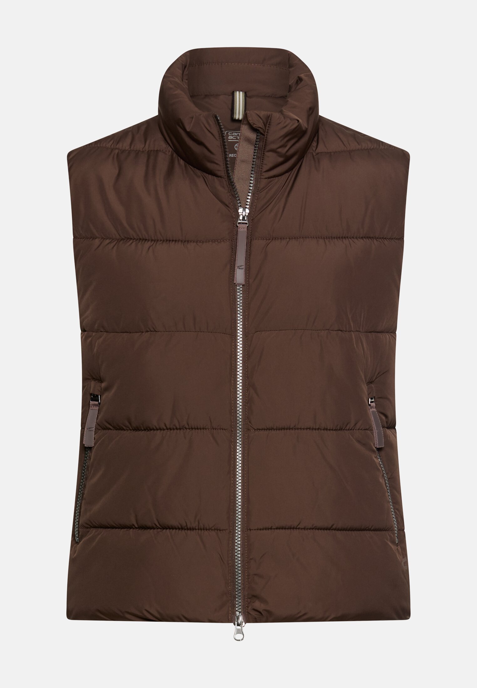 Women Windproof vest with zippered pockets Brown frontal front