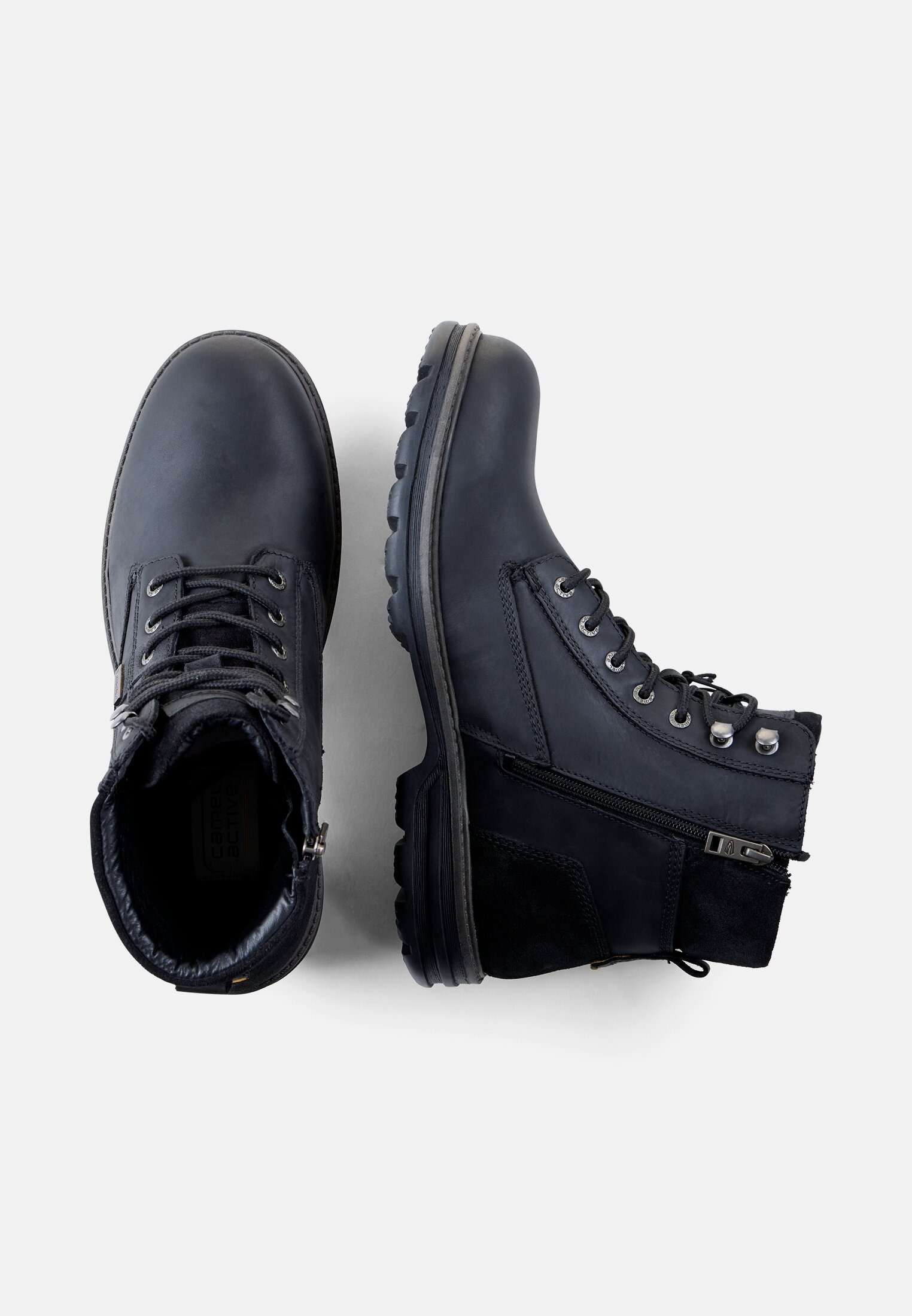 Heren Veterschoen van echt leer Zwart frontaal van boven