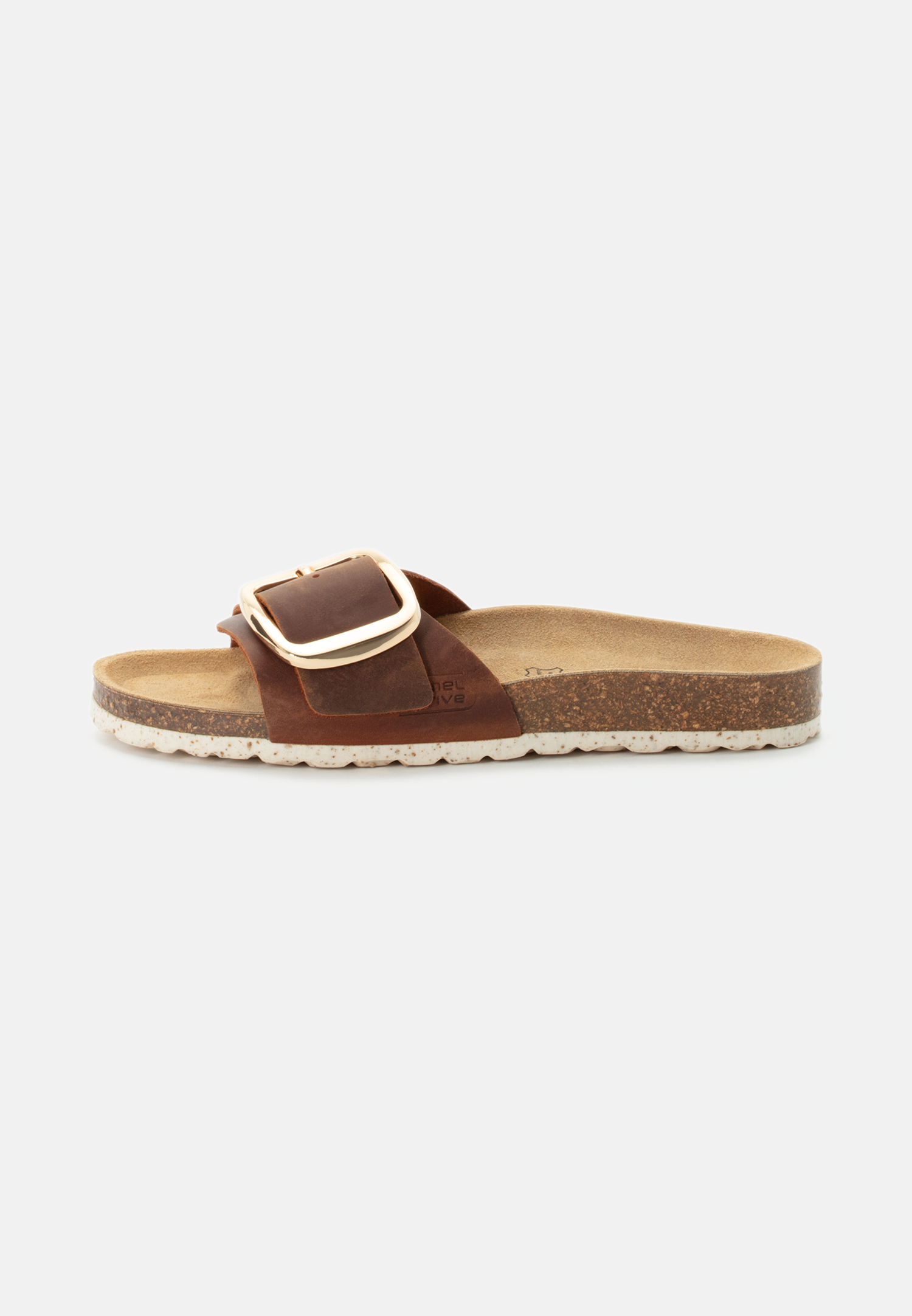 Damen Sandalen mit Metallschnalle Braun frontal vorn