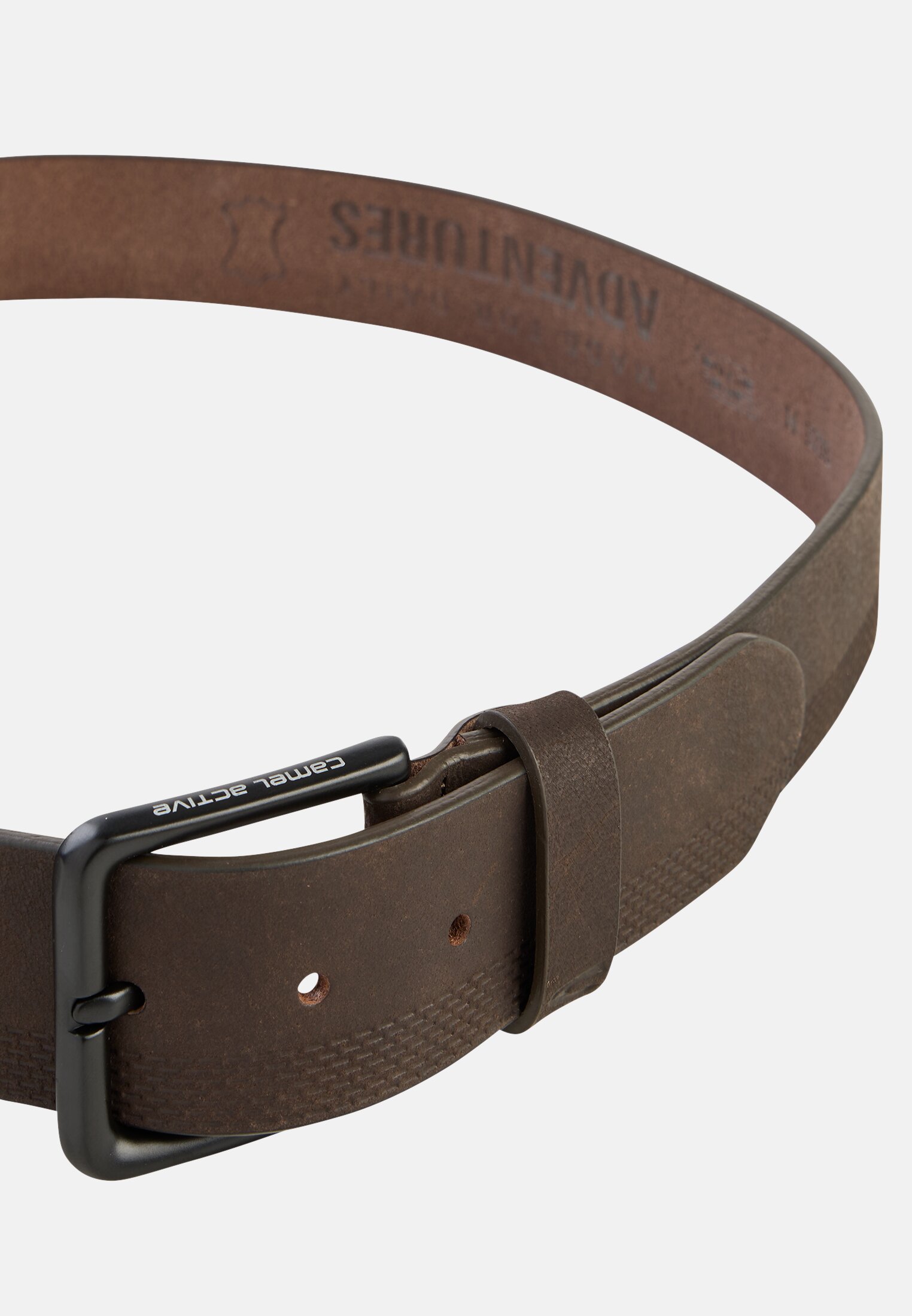 Heren Leren riem Donkerbruin achter dichtbij