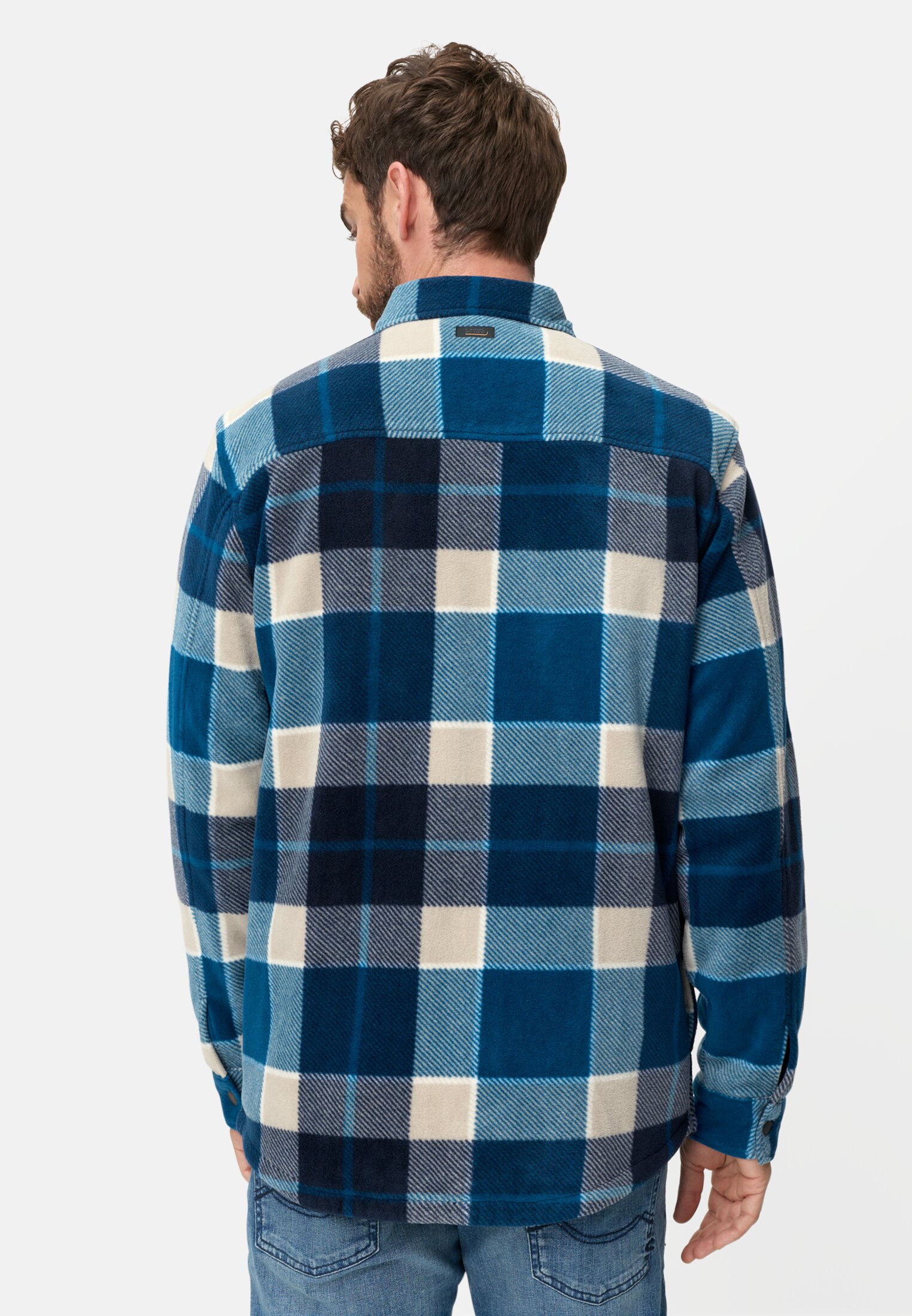 Men Overshirt with pockets Water Blue worn front