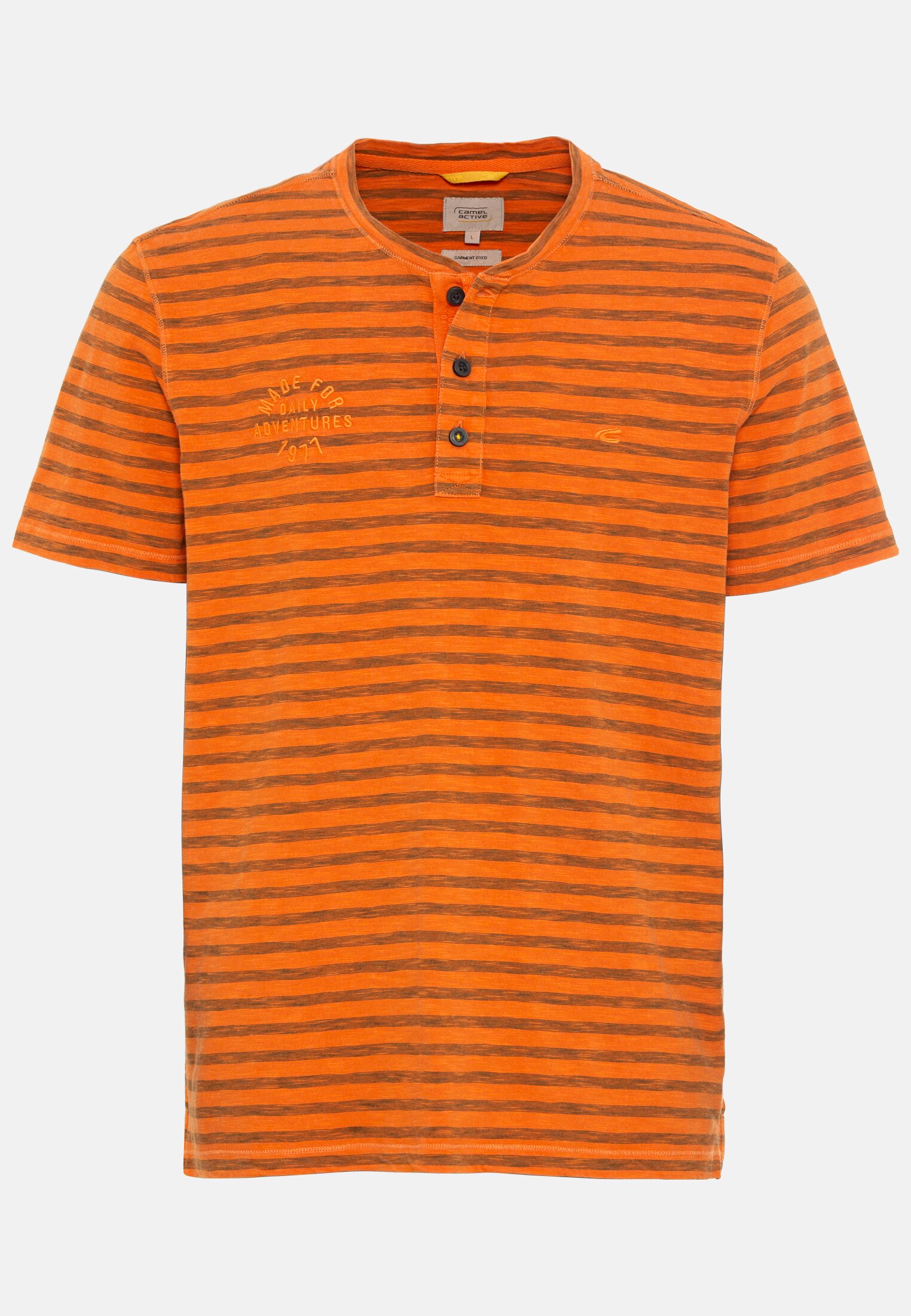 Men Henley shirt with striped pattern Orange frontal front