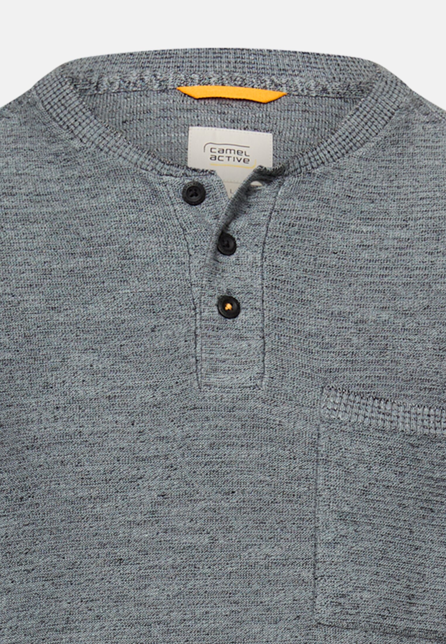 Heren Trui met knoopsluiting Stormblauw front dichtbij