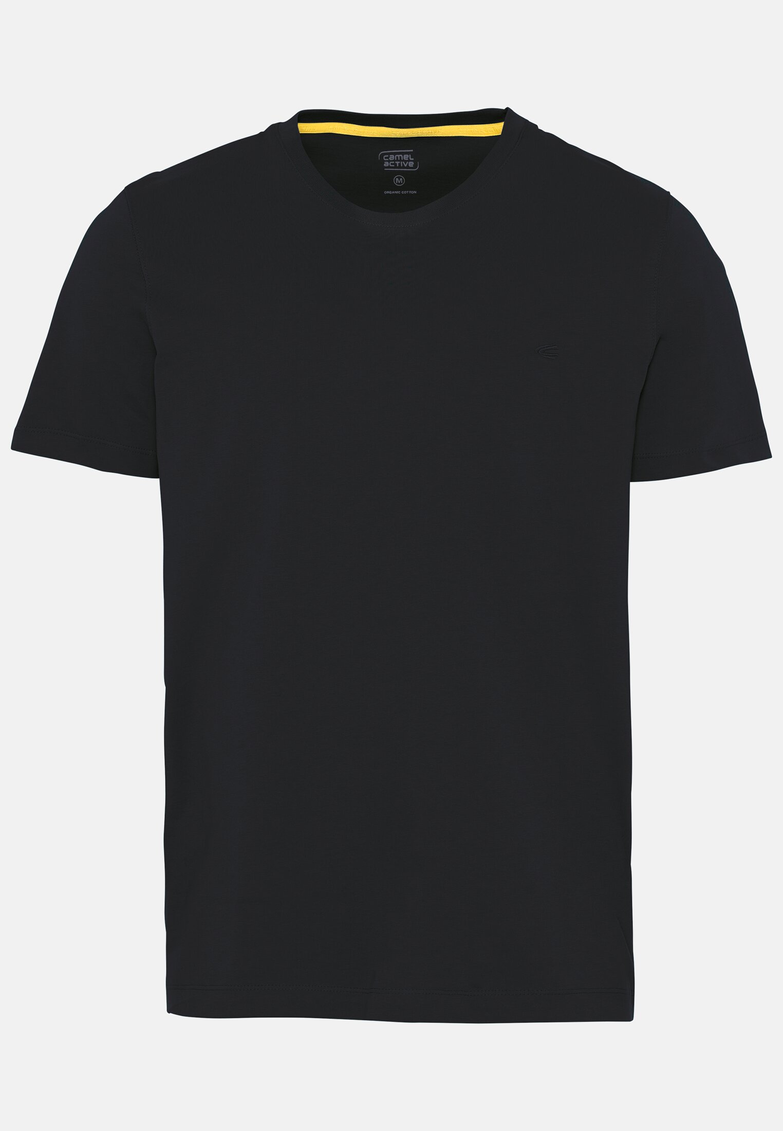 MI_409641-9T01-88_0G-00 Herren Basic T-Shirt mit Rundhals aus Organic Cotton Schwarz frontal vorn