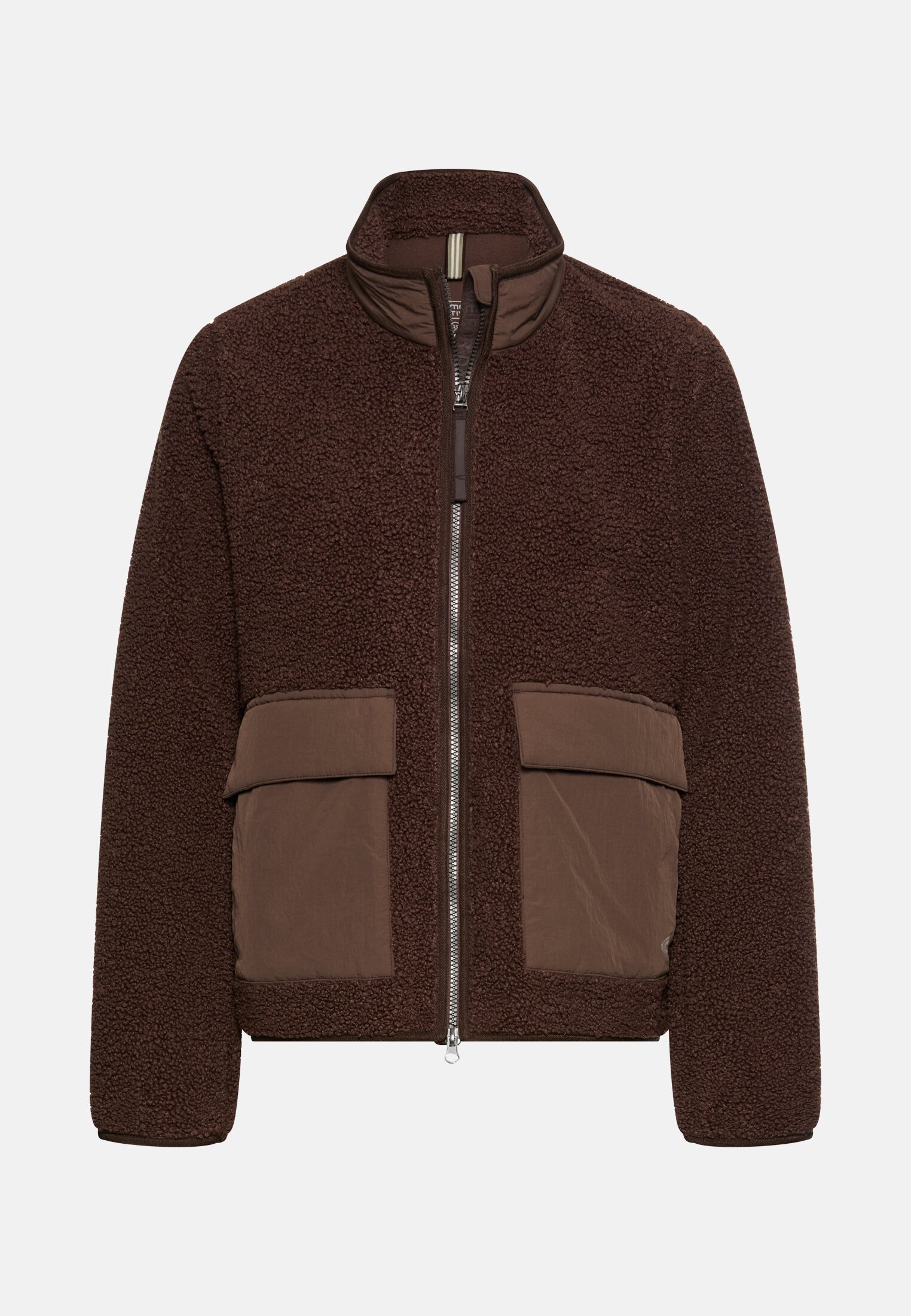 Women Teddy jacket with inside pocket Brown frontal front