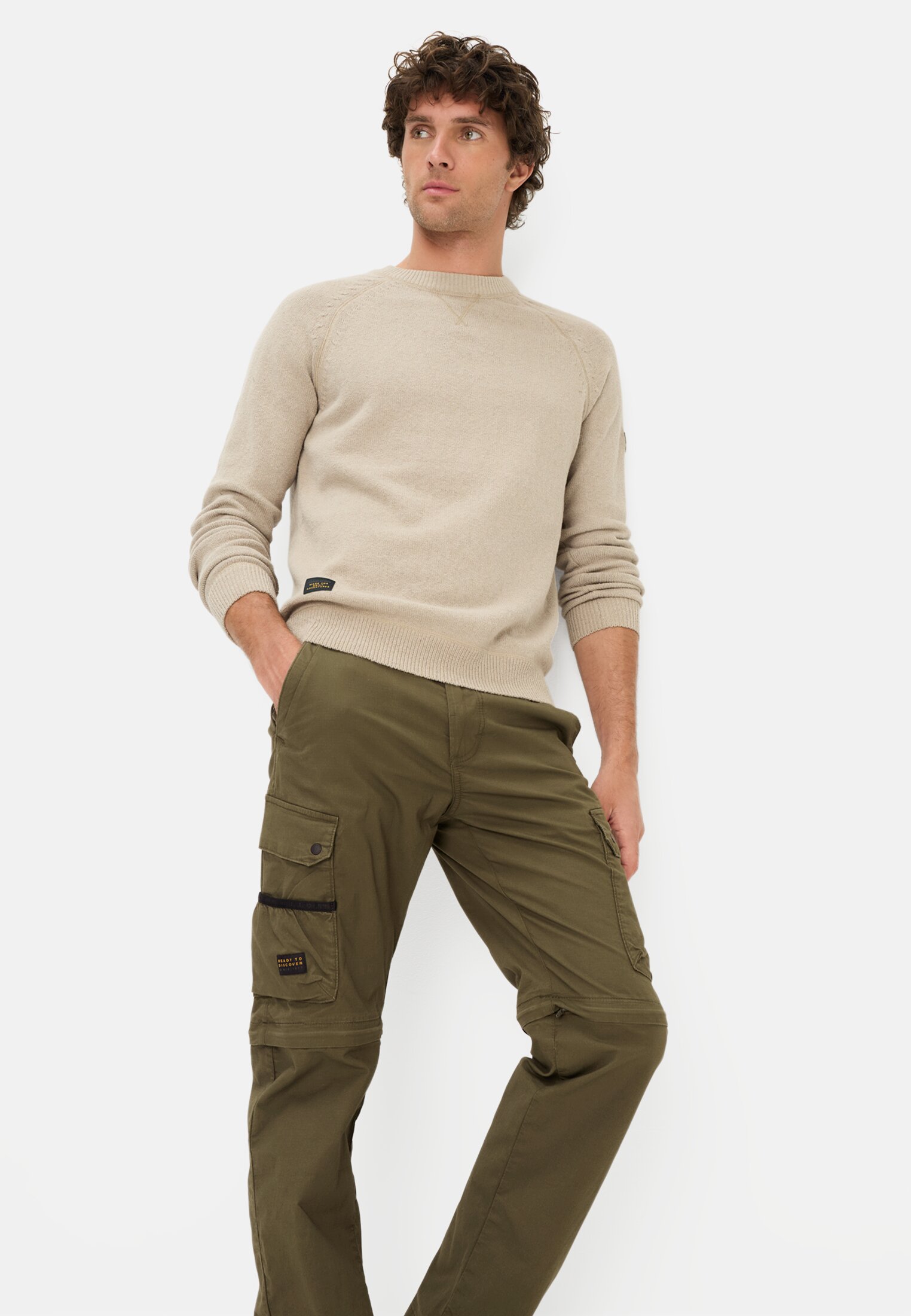 Heren Afritsbare cargobroek met veiligheidstas Olijfgroen gedragen emotional