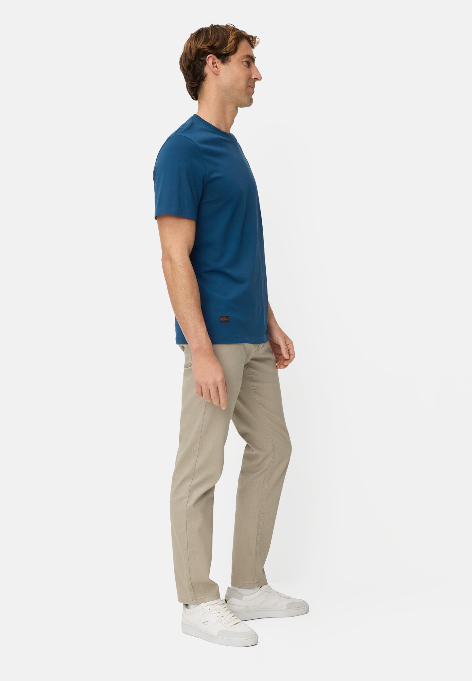 Men fleXXXactive® T-shirt with crew neck Lyons Blue worn front full body