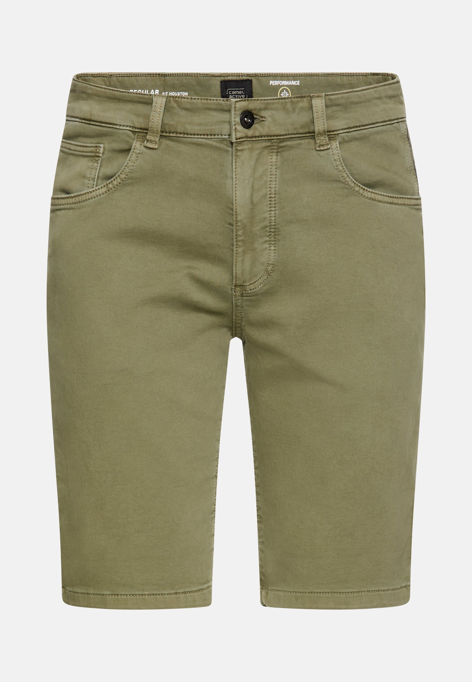 Herren fleXXXactive® Bermuda Shorts mit Reißverschluss Olivgrün frontal vorn