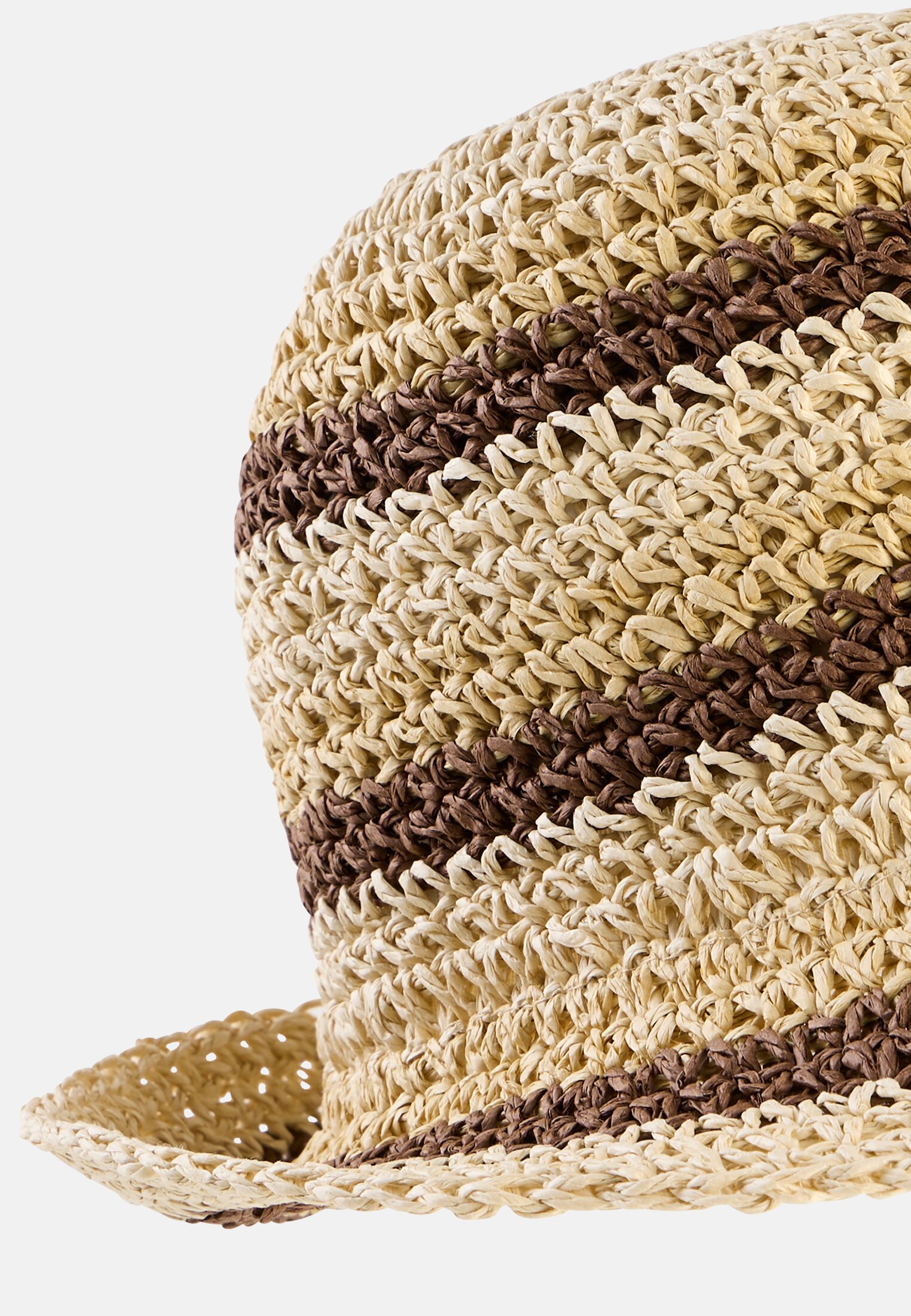 Damen Luftiger Strohhut mit Logodetail Gelb vorne nah