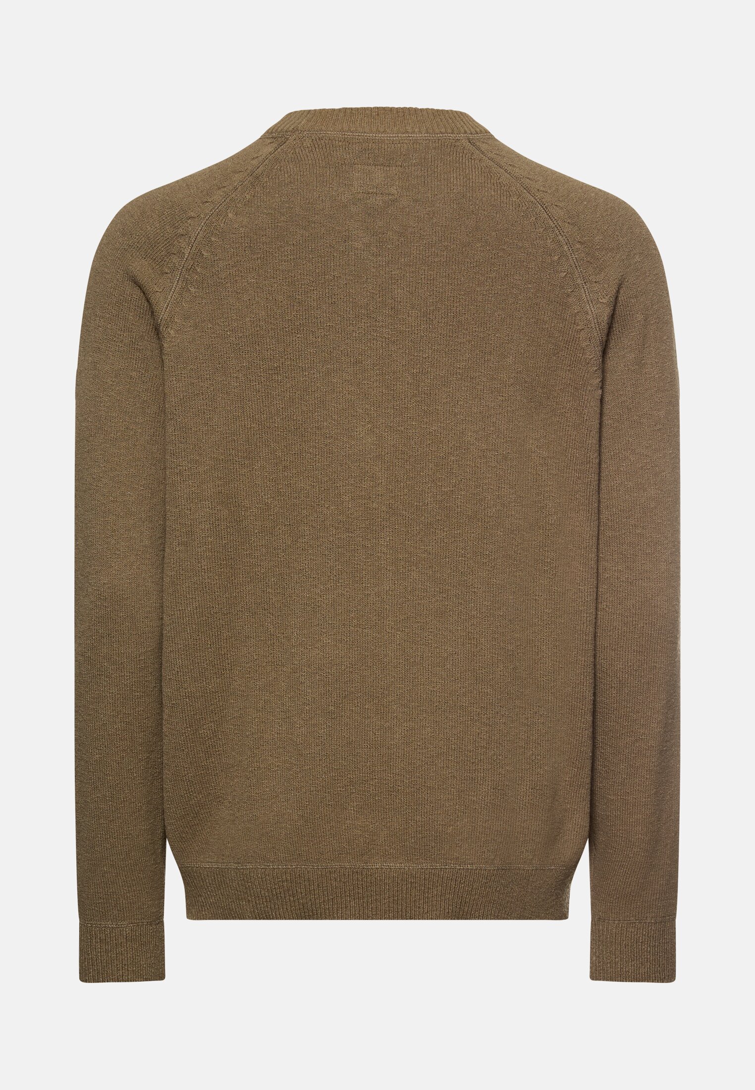 Heren Trui met ronde hals Olijfgroen frontaal achter