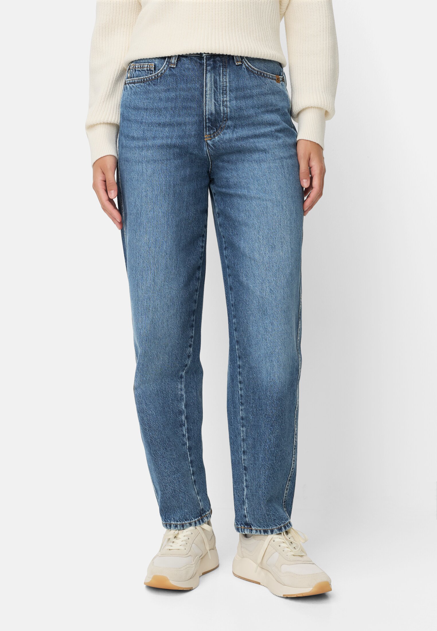 Vrouwen Barrel Jeans met riemlussen Mistblauw gedragen voor