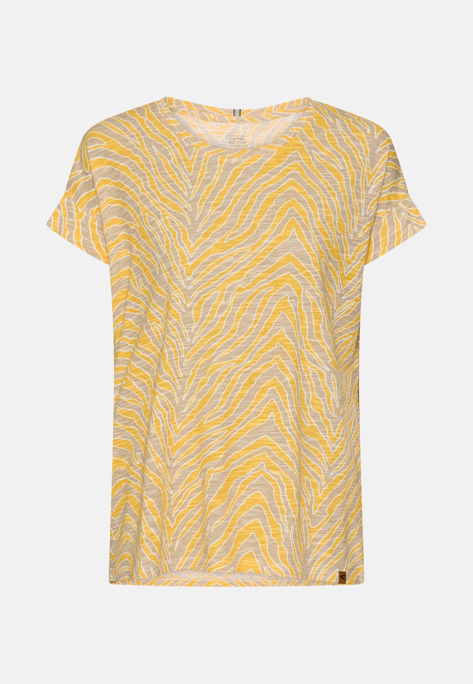 Women T-Shirt with crew neck Yellow AOP frontal front