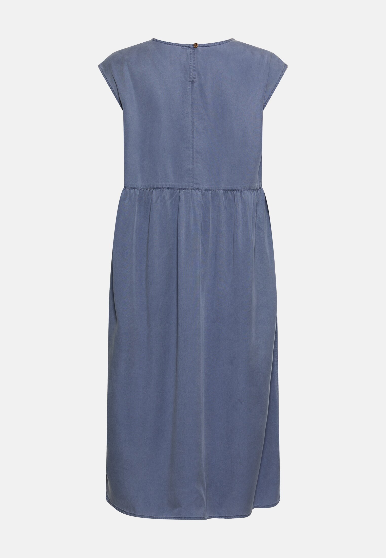 Women Summer dress with a breast pocket Ocean Blue frontal back