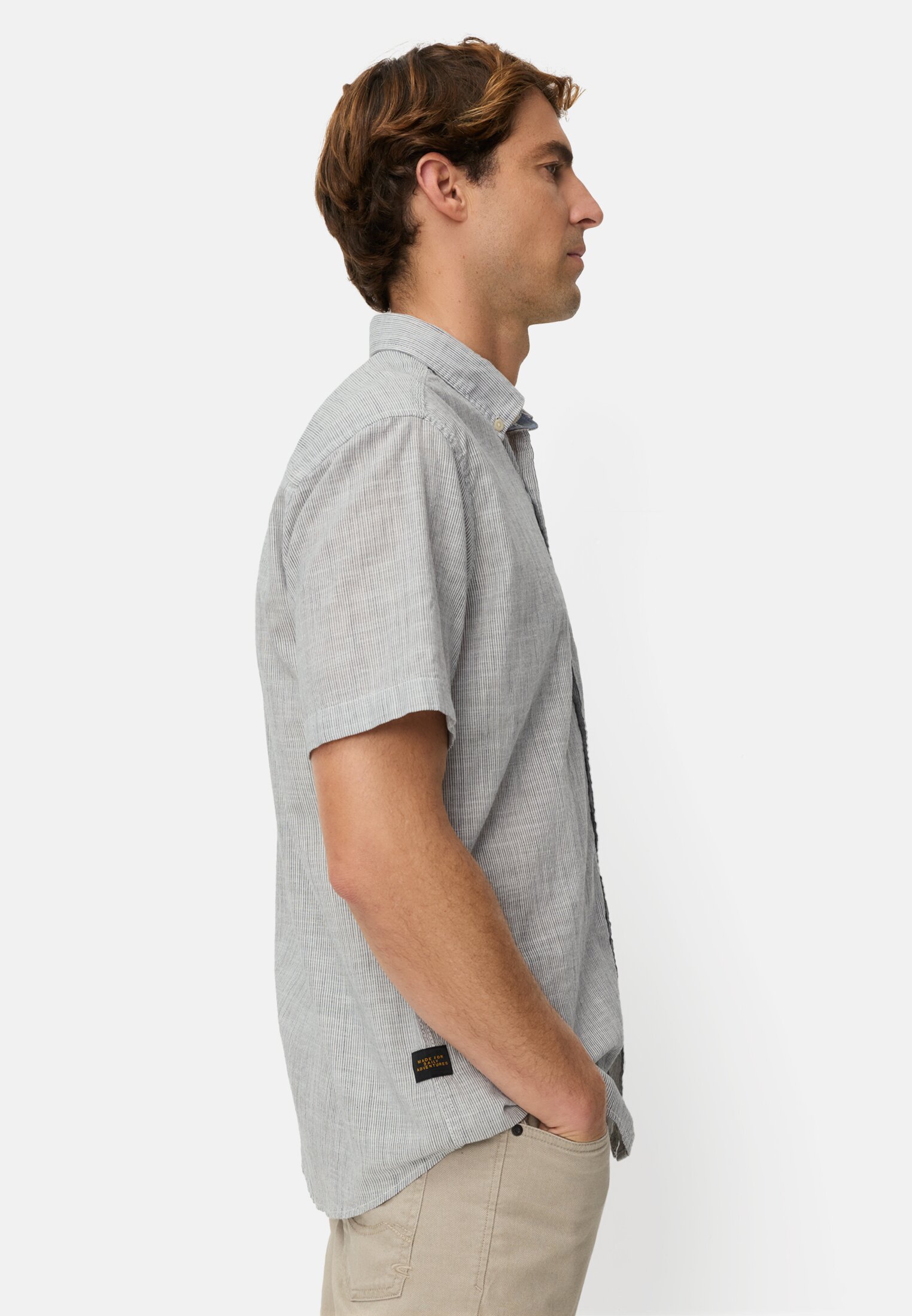 Men Short-sleeve shirt with contrast details Offwhite worn emotional