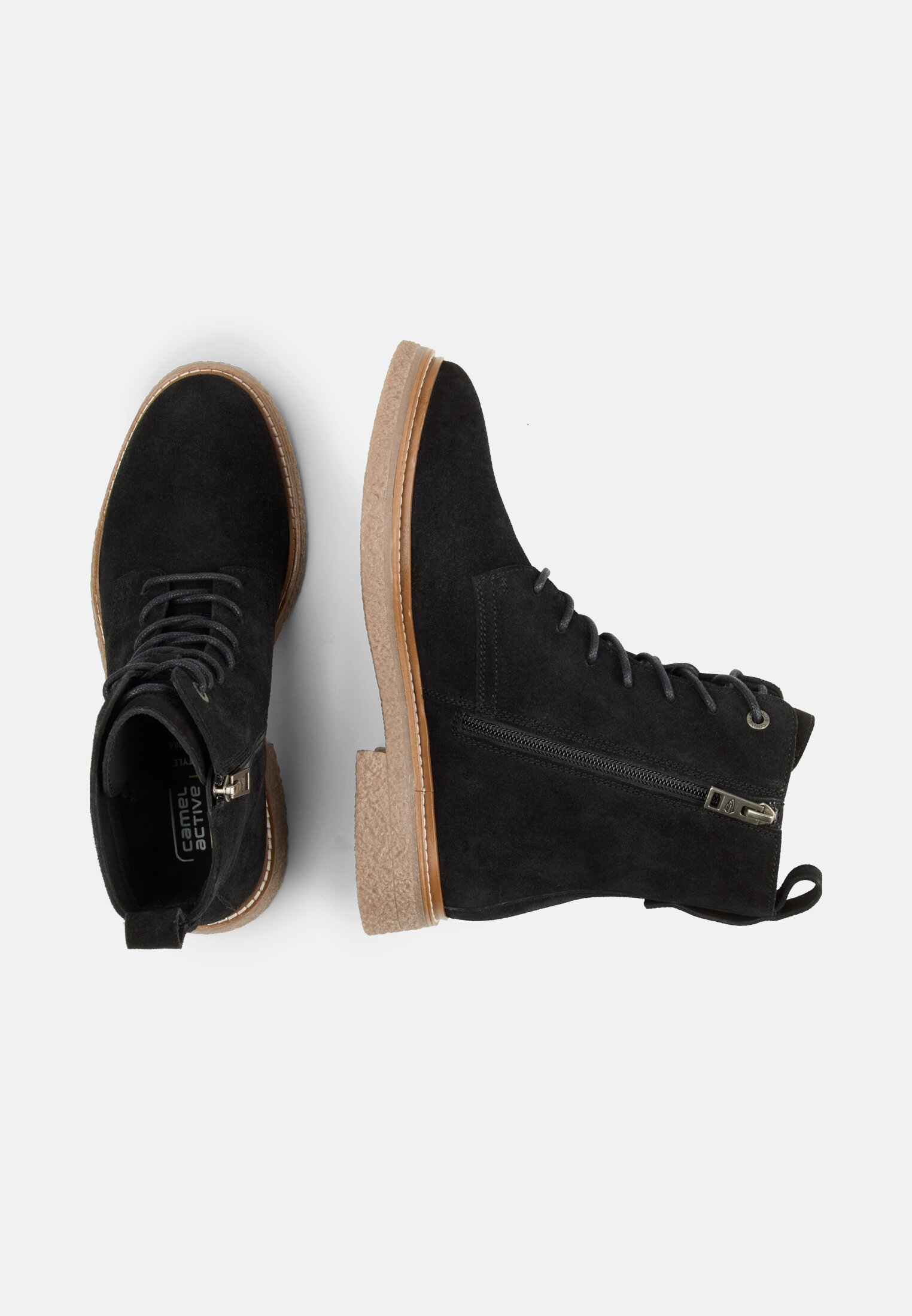 Damen Stiefelette aus echtem Leder Schwarz frontal oben