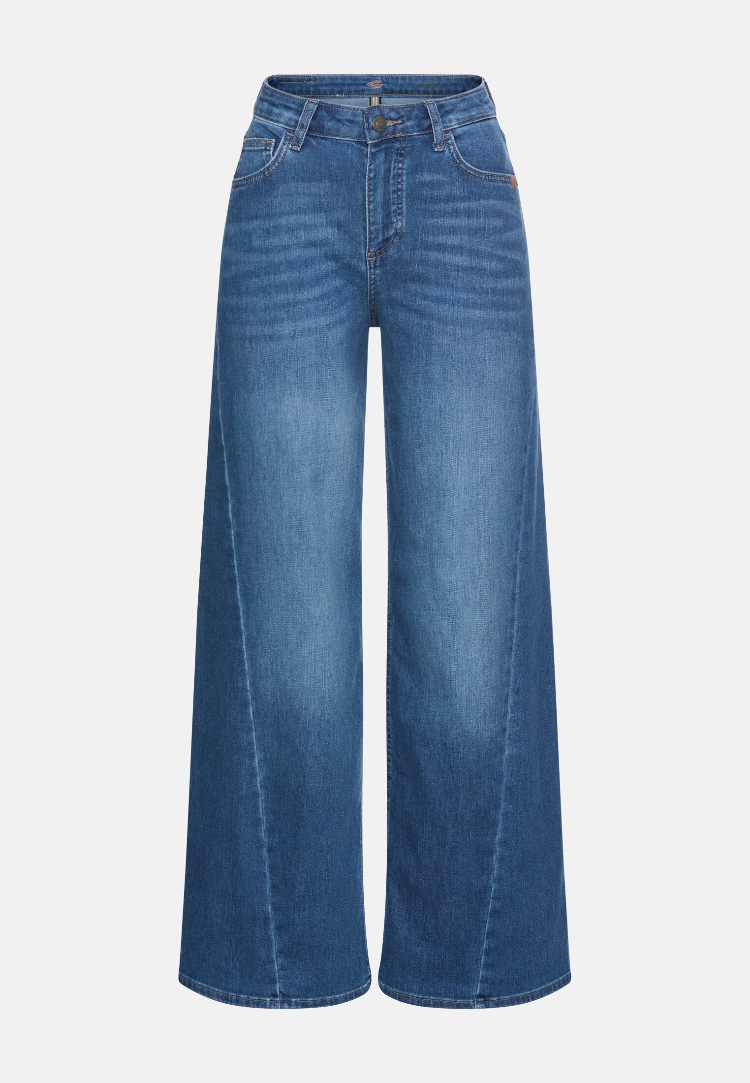 Women 5-pocket jeans with a wide leg Medium blue frontal front