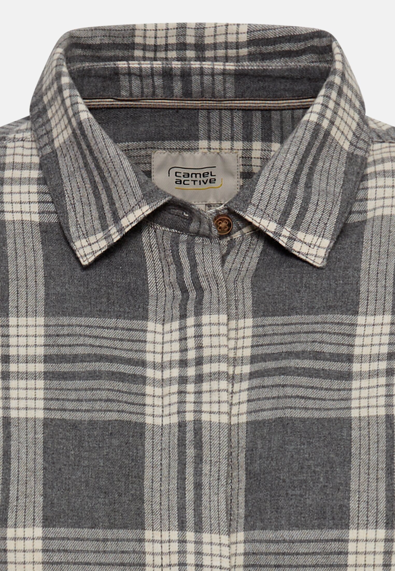 Women Chequered blouse made from cotton blend Grey front close