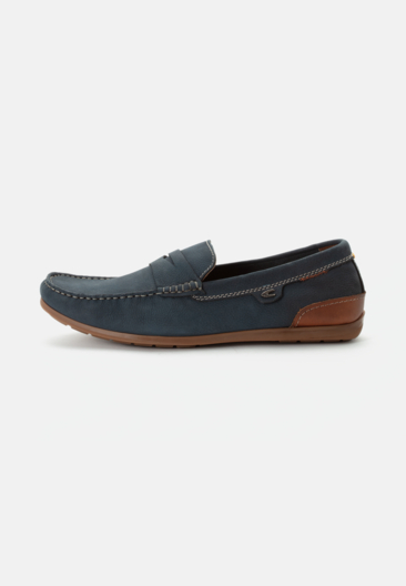 Men Moccasins made of nubuck leather Dark Blue frontal front