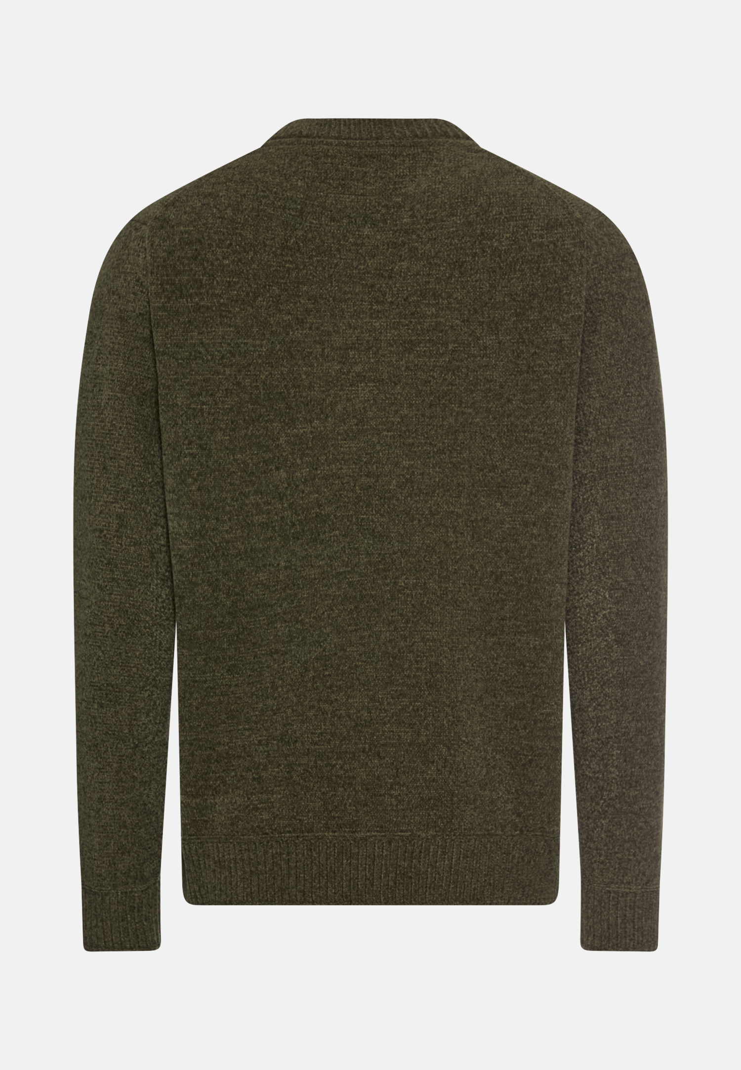 Men Sweater with round neck collar Forest green frontal back