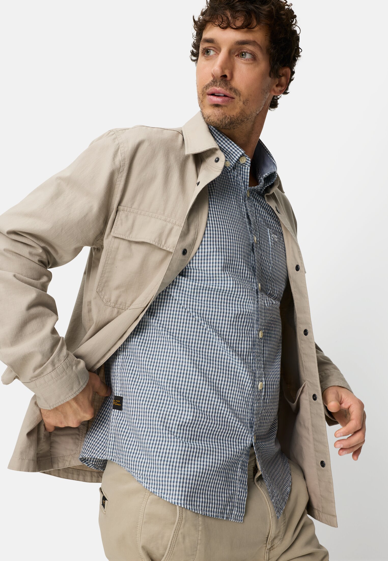 Heren Overhemd met lange mouwen en knoopsluiting Marineblauw gedragen emotional 